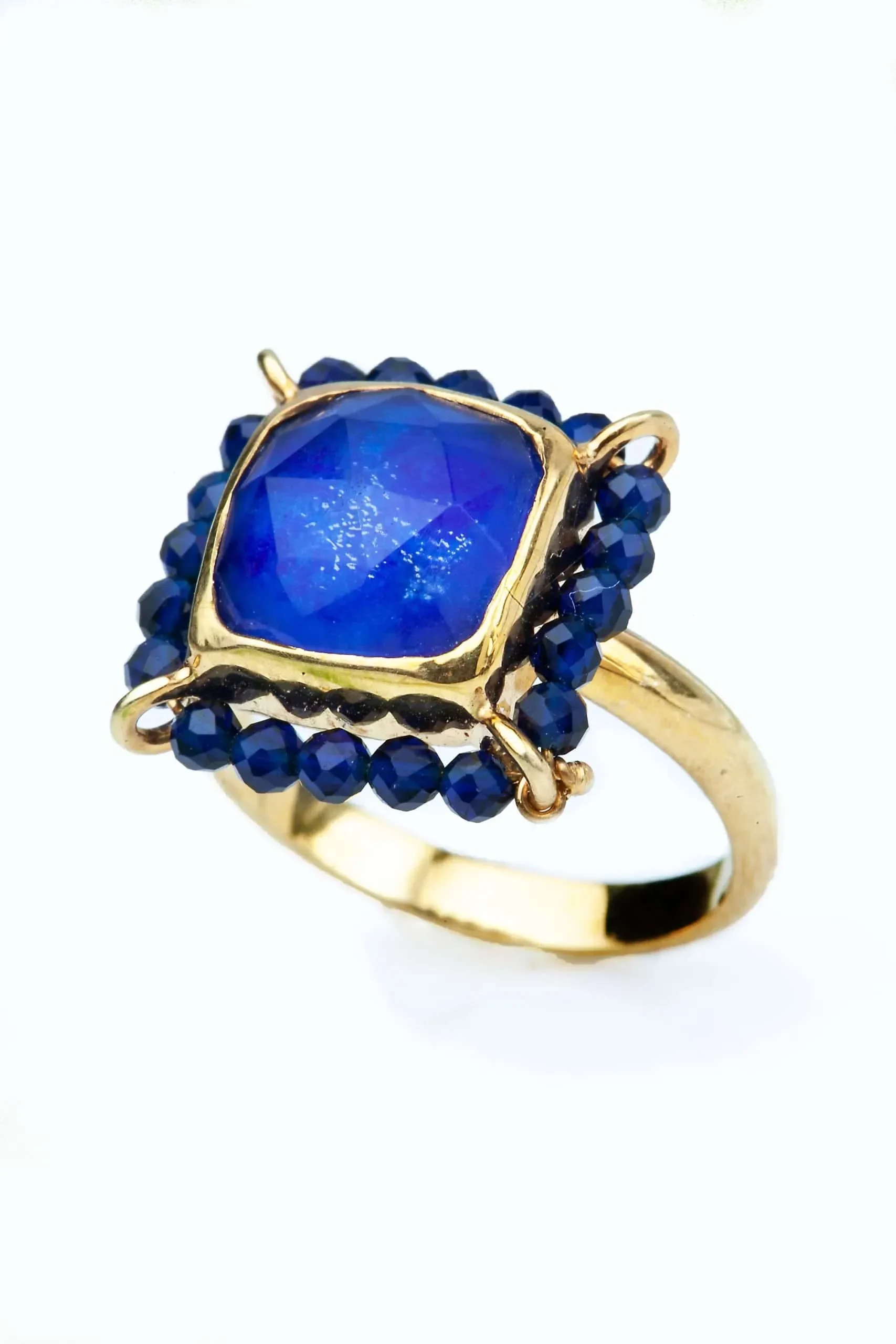 Lapis lazuli gold plated silver ring