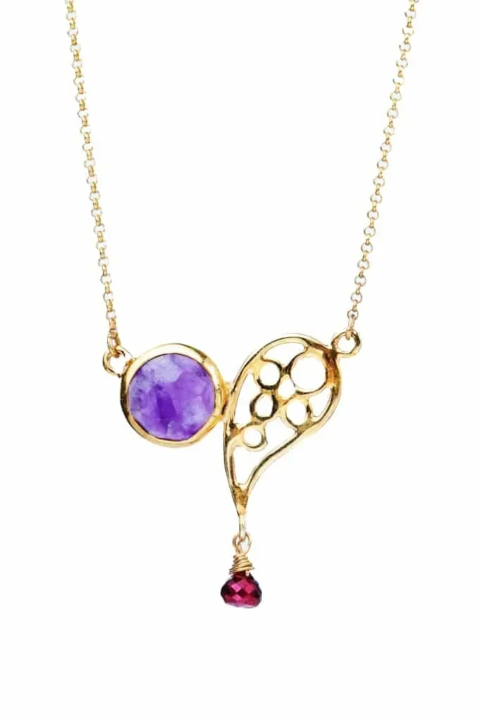 Handmade Jewellery | Amethyst gold plated silver heart necklace main