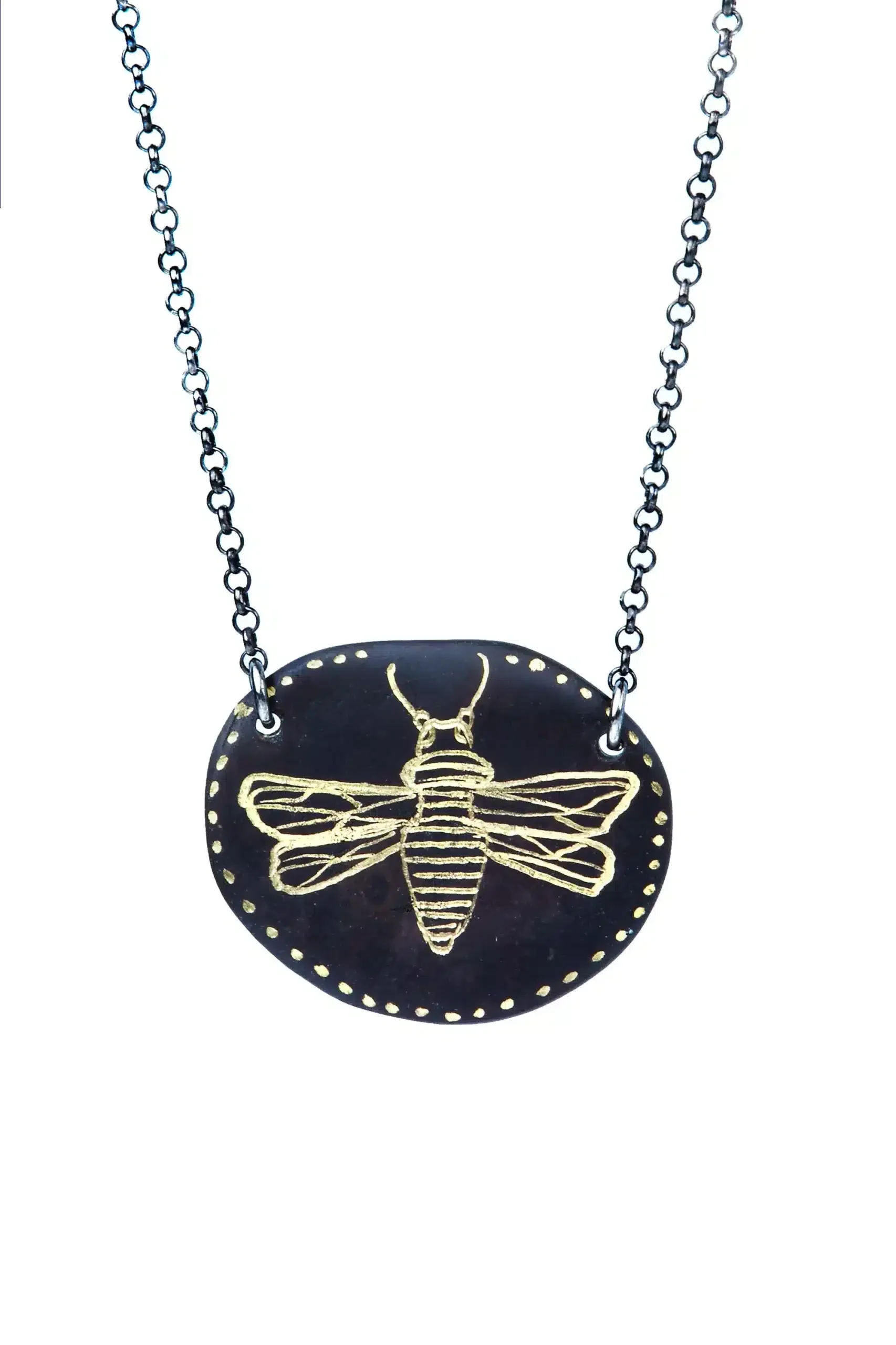 Engraved bee necklace