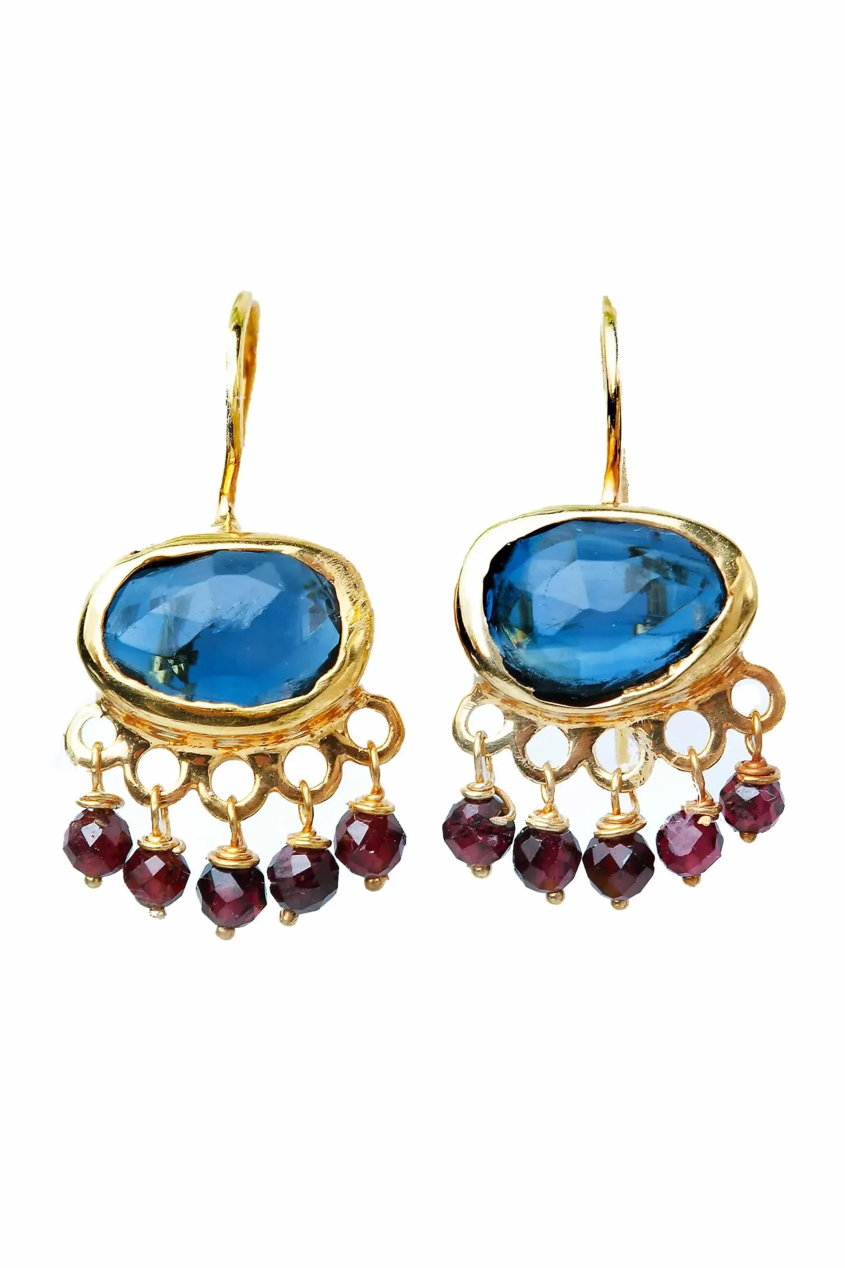 Handmade Jewellery | Blue London gold plated silver earrings main