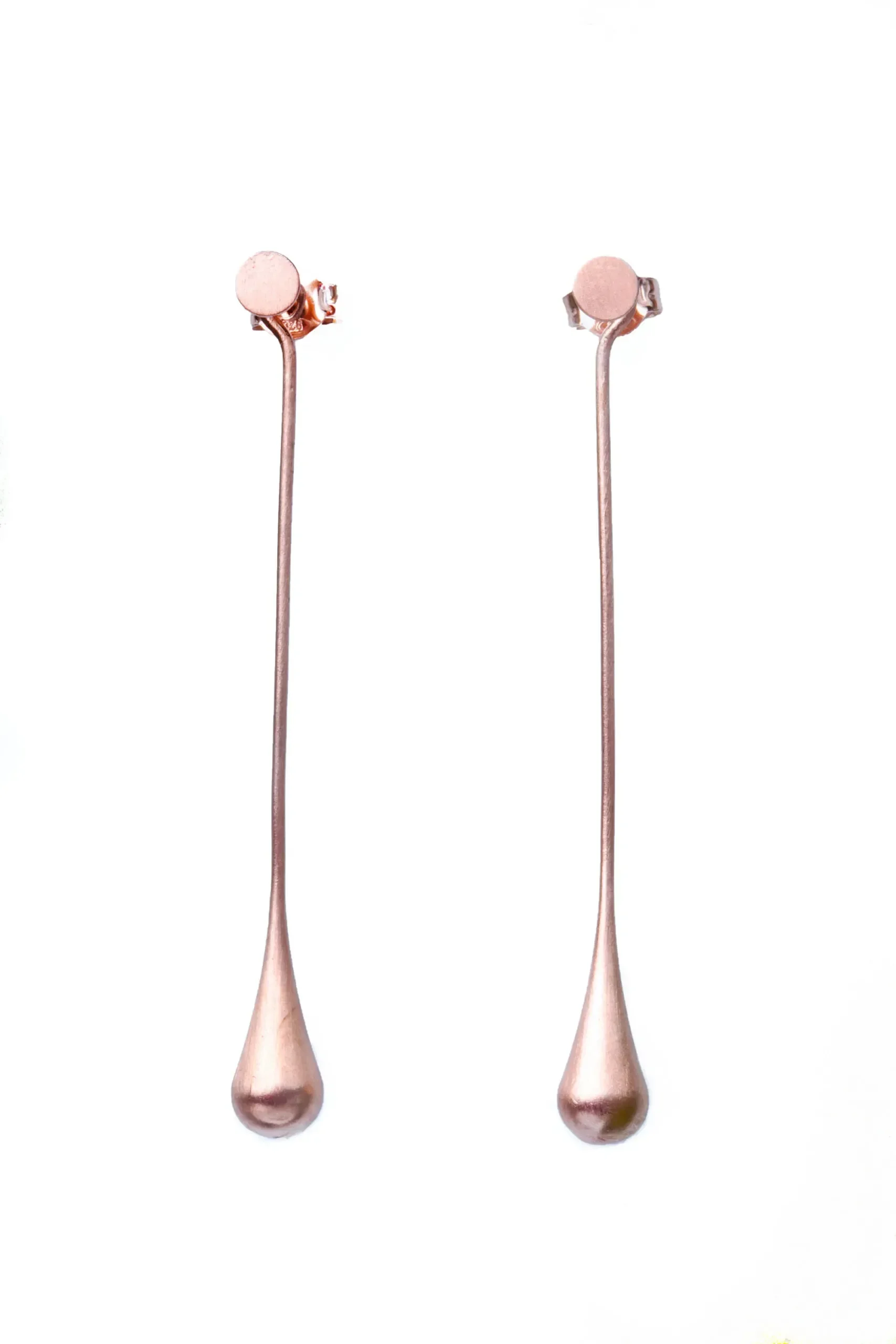 Handmade Jewellery | Drop pink gold plated bronze earrings gallery 1