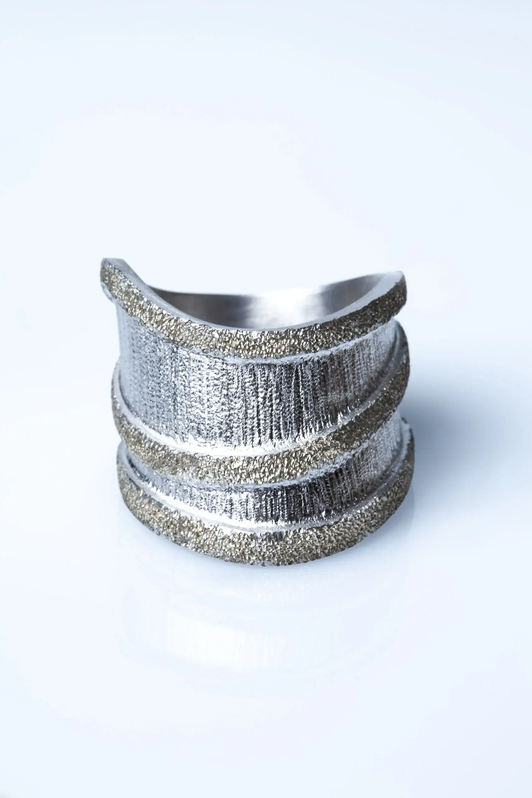 Handmade Jewellery | Minimal silver ring rhodium plated with diamond dust gallery 1