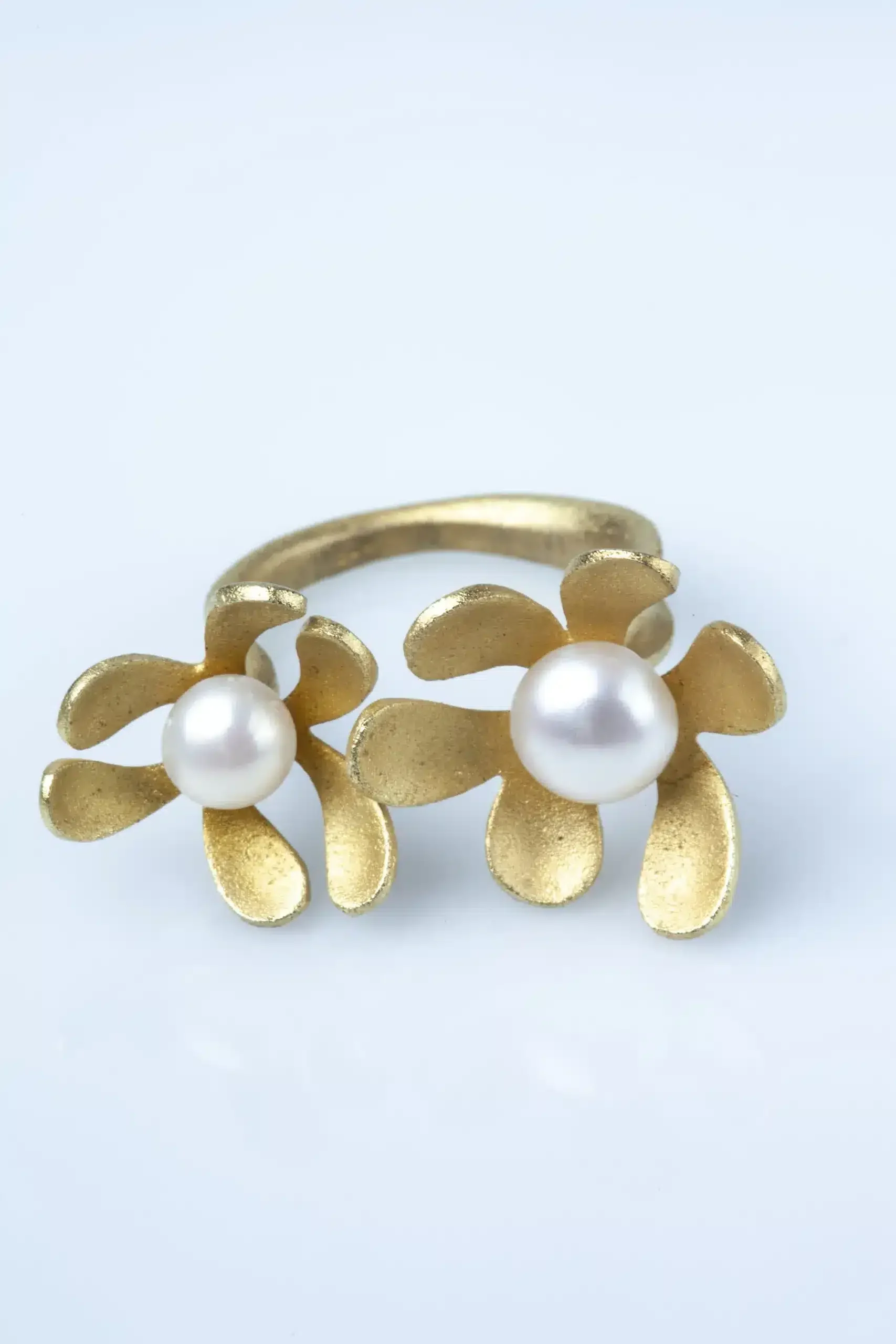 Handmade Jewellery | Gold plated silver ring with pearls gallery 1