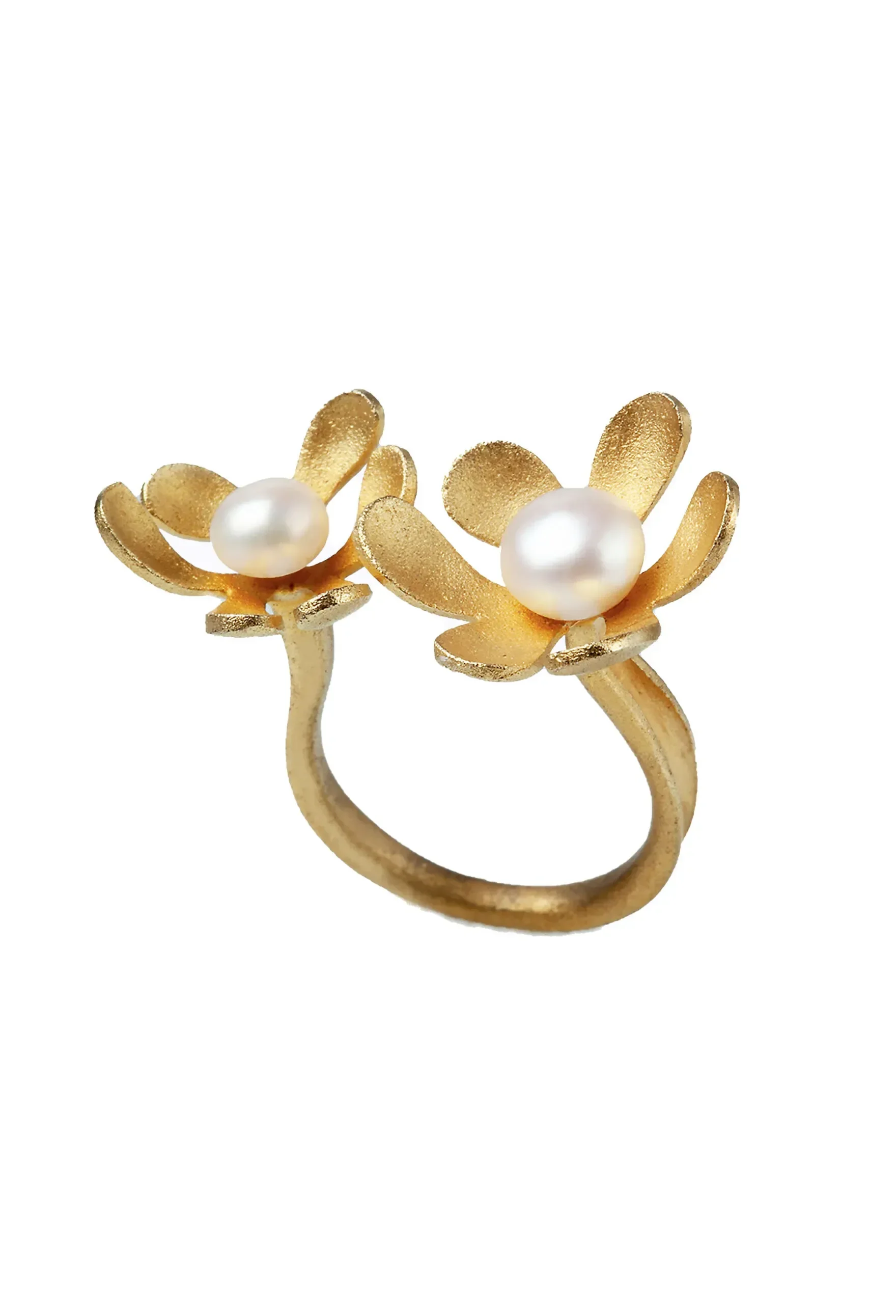 Handmade Jewellery | Gold plated silver ring with pearls main