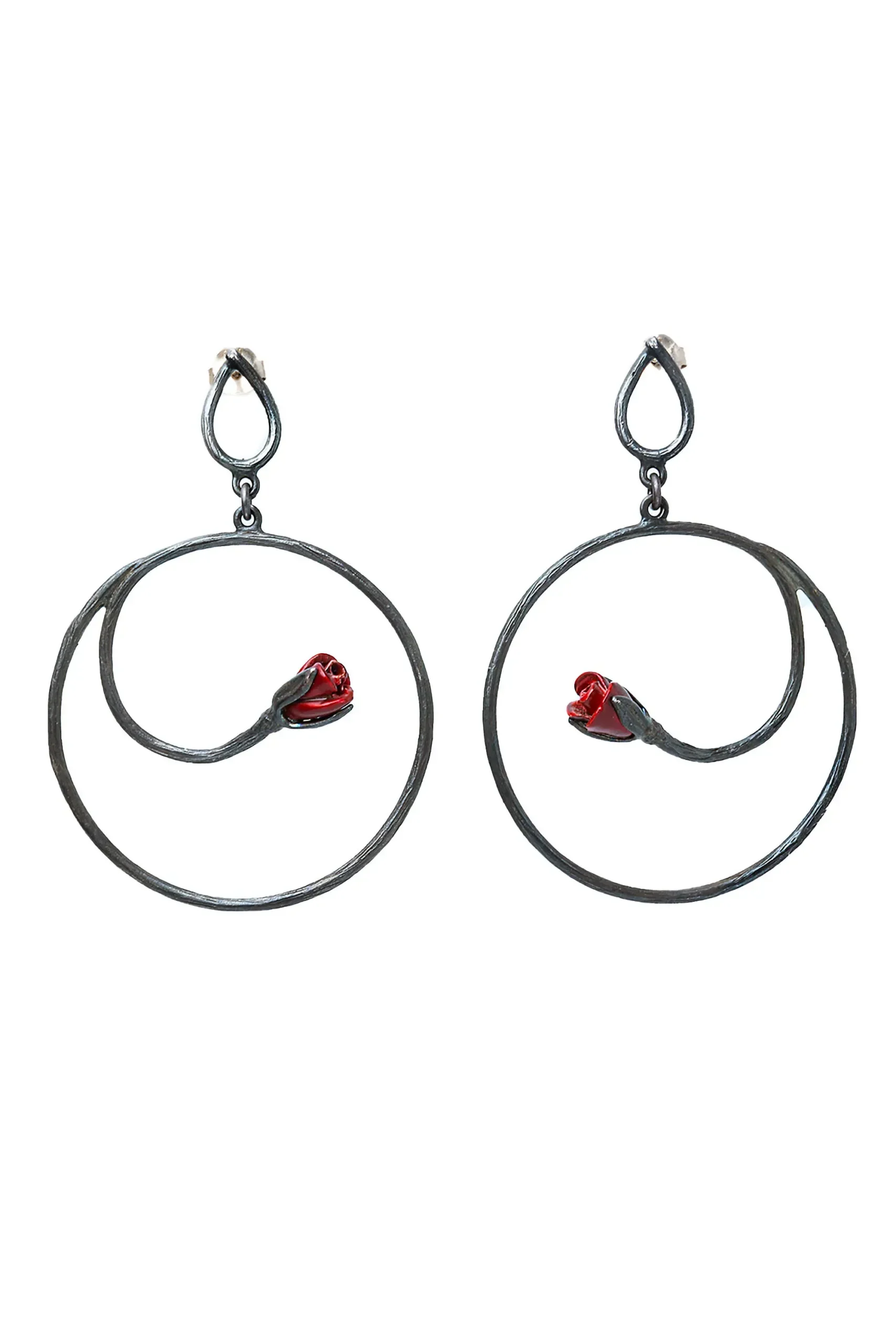 Handmade Jewellery | Silver earrings, black rhodium plated with enamel main