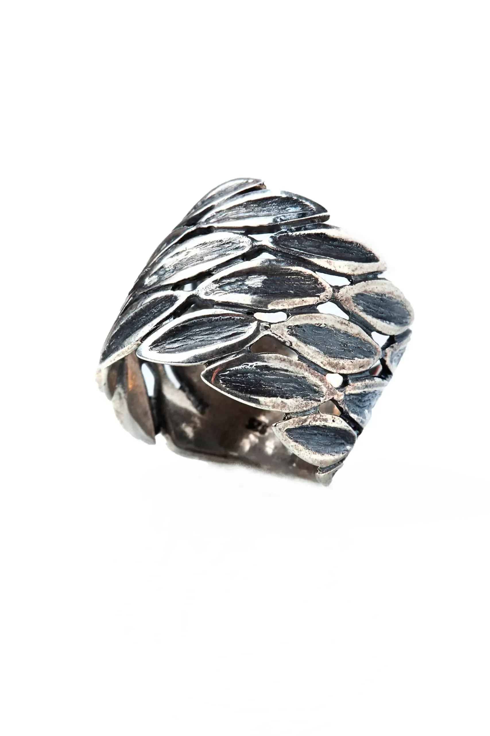 Handmade Jewellery | Olive leaf oxidized silver ring main