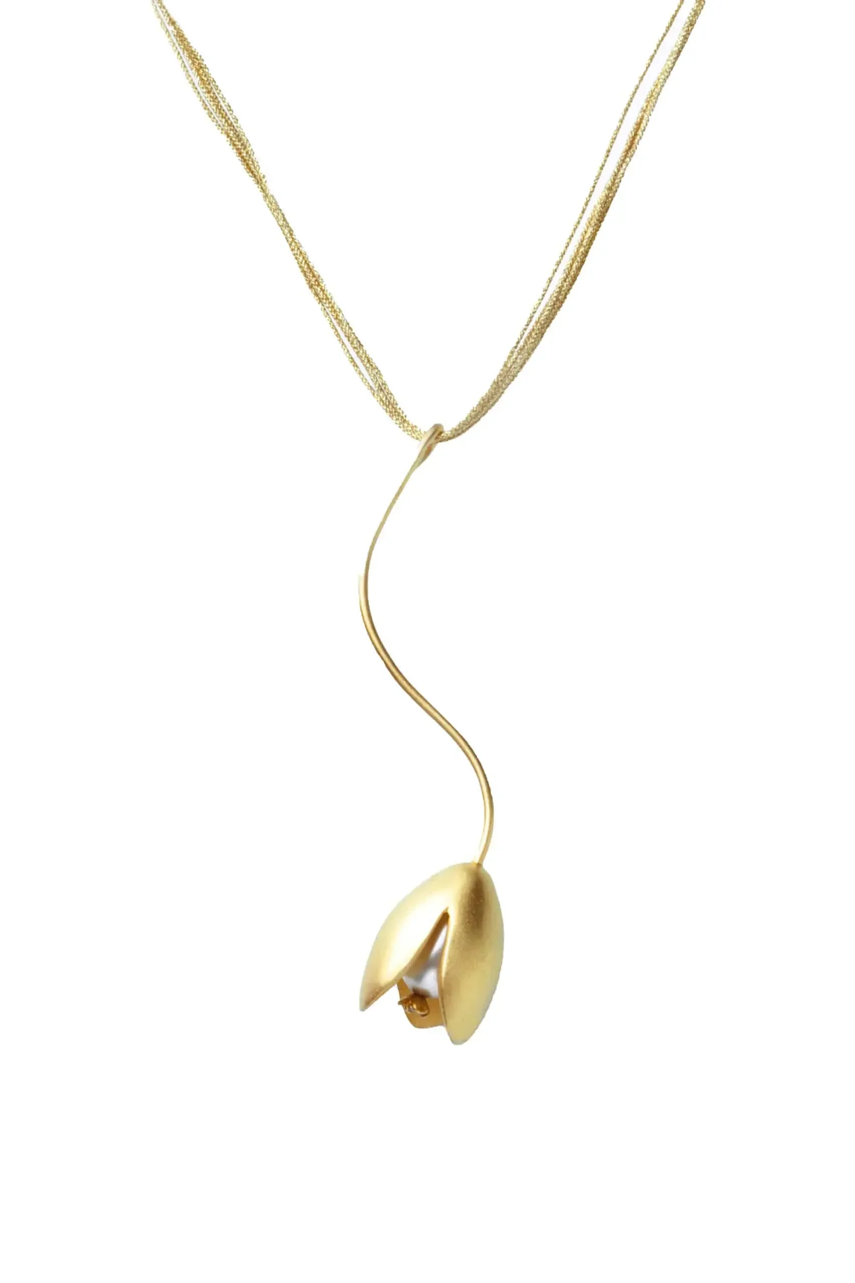 Handmade Jewellery | Silver necklace 925 gold plated with pearl and diamond dust main