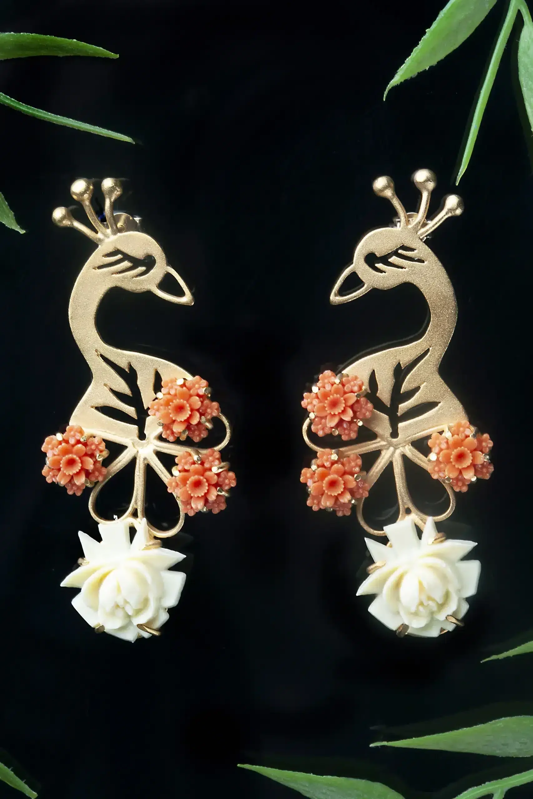 Handmade Jewellery | Handmade Peacock gold plated bronze earrings gallery 1