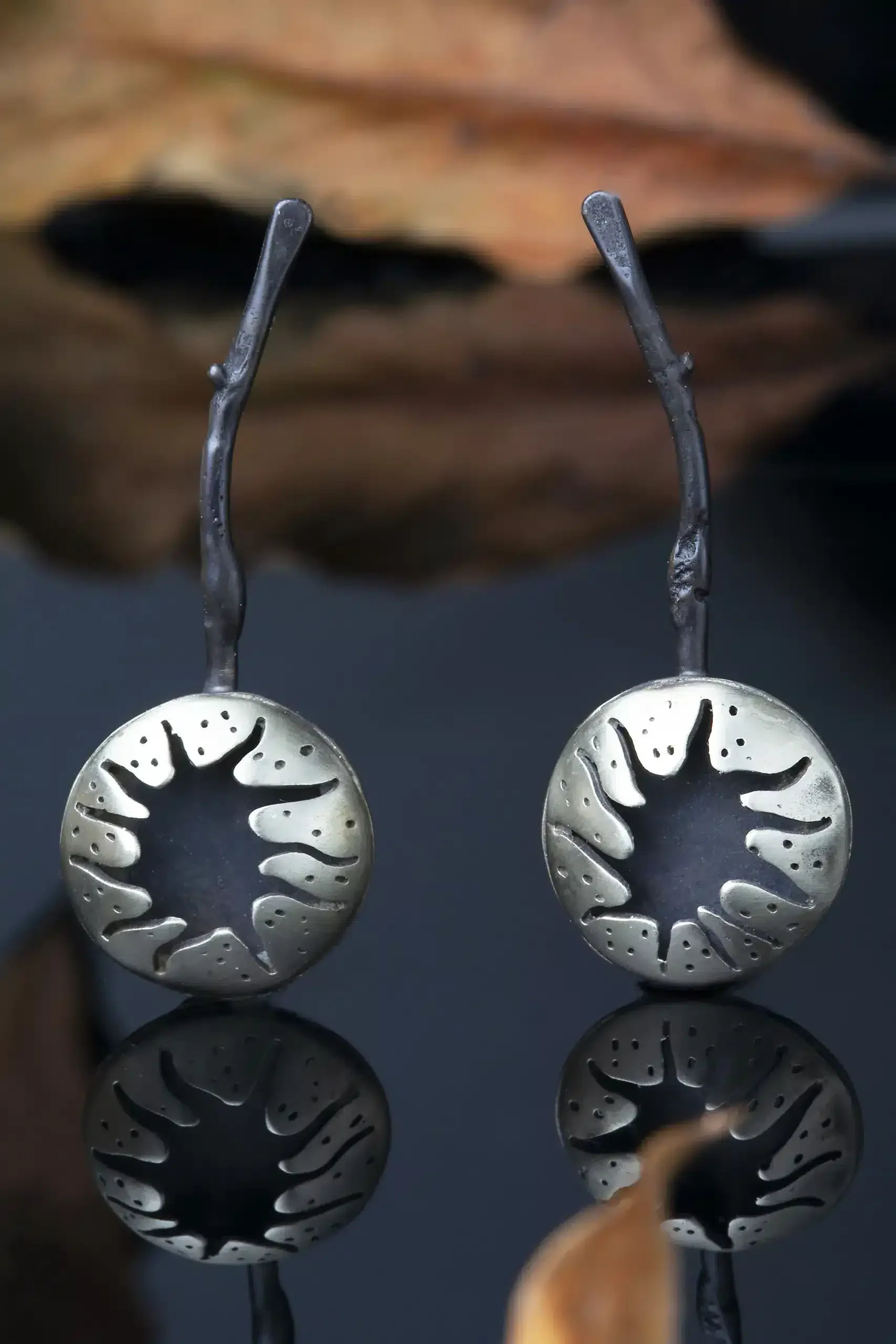 Handmade Jewellery | Night city oxidized silver earrings gallery 1