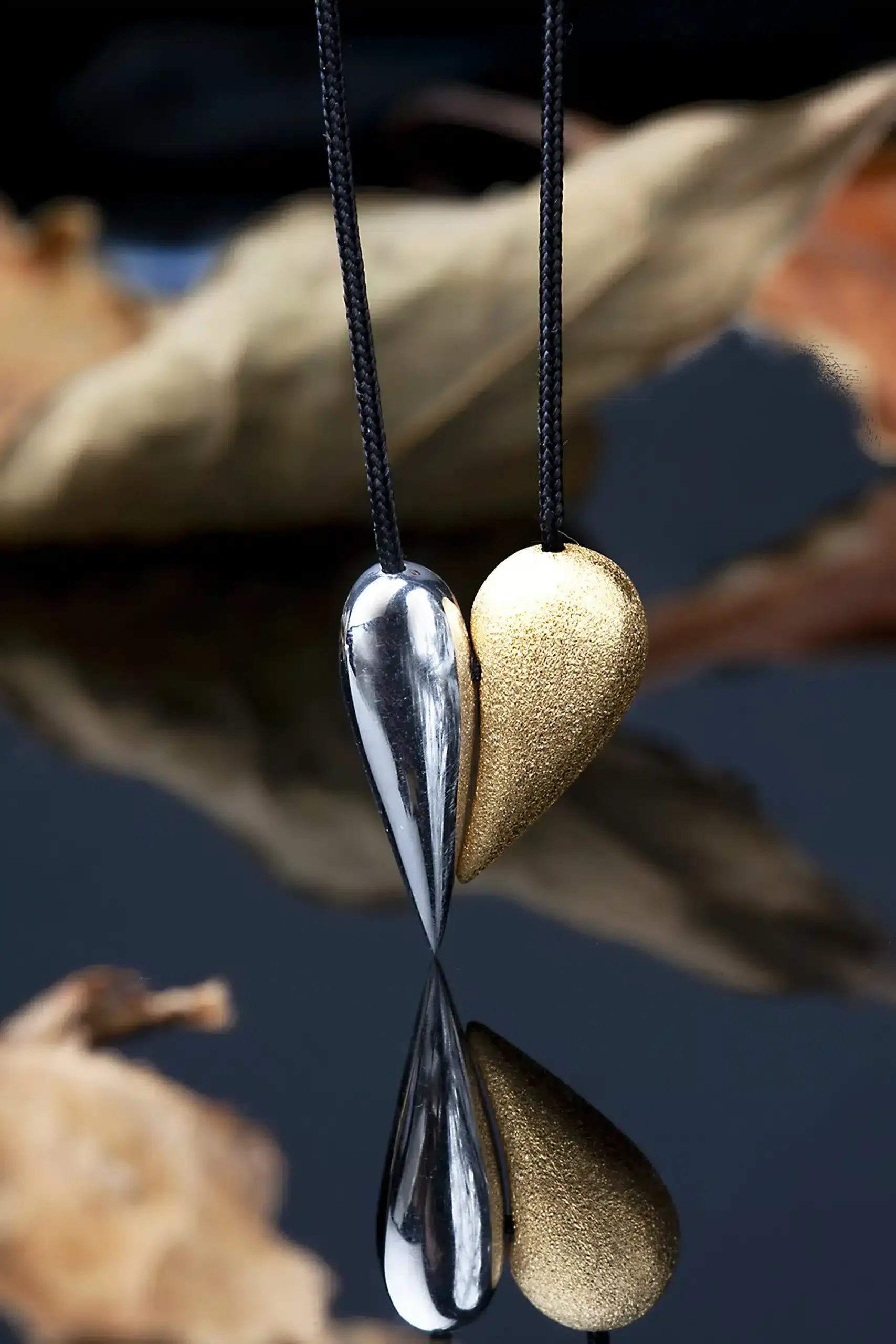 Handmade Jewellery | Heart silver necklace, gold and rhodium plated gallery 1