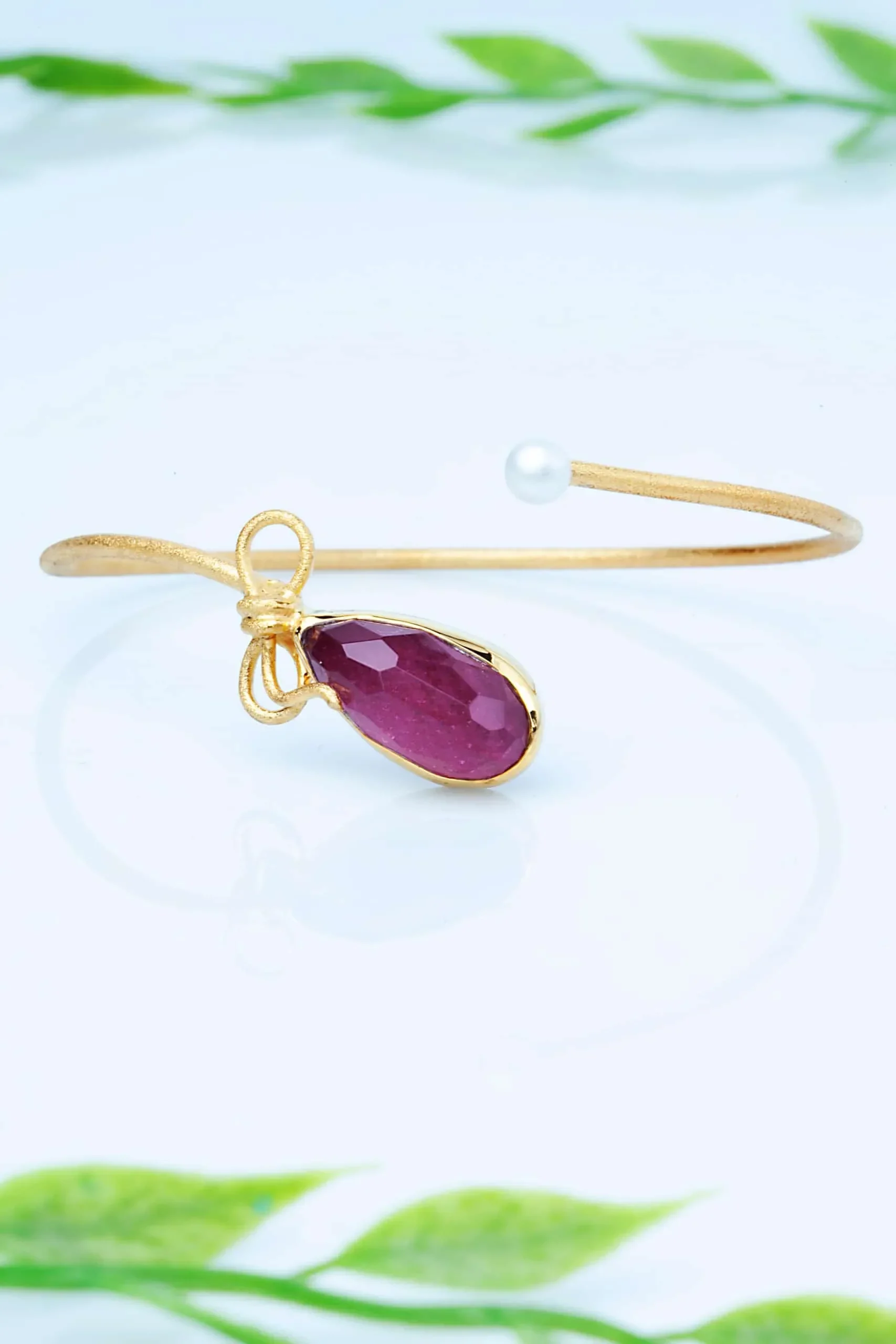 Handmade Jewellery | Ruby gold plated silver bracelet gallery 1