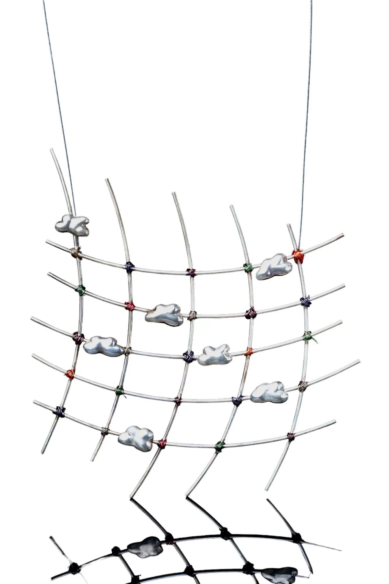 Handmade Jewellery | Silver necklace with colored steel wire details main