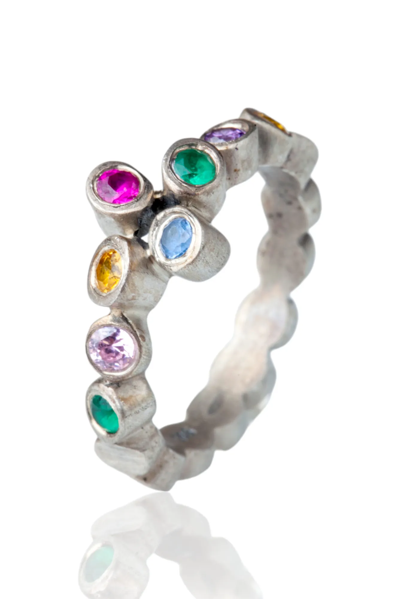 Handmade Jewellery | Oxidized silver ring with semi precious stones gallery 1