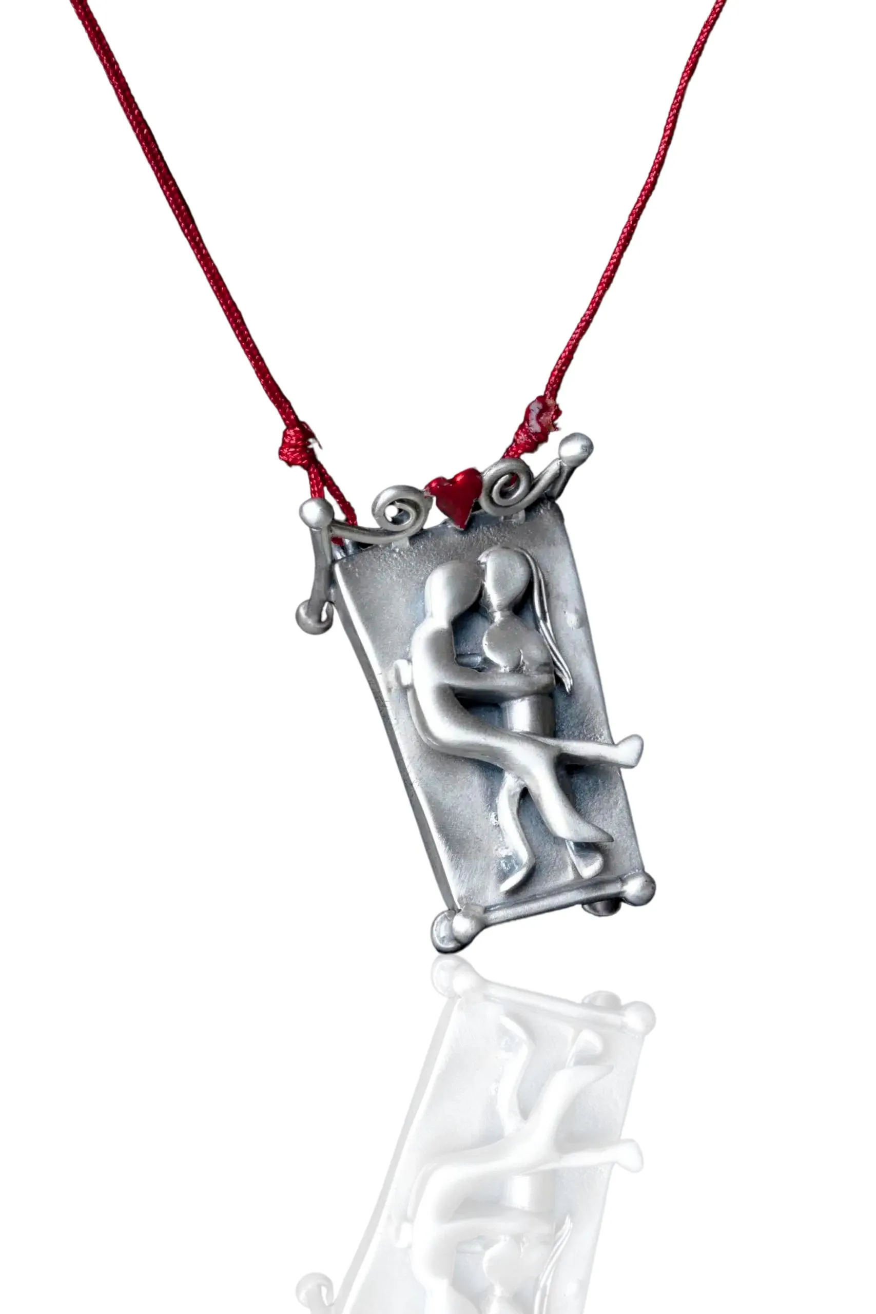 Lovers silver necklace with enamel