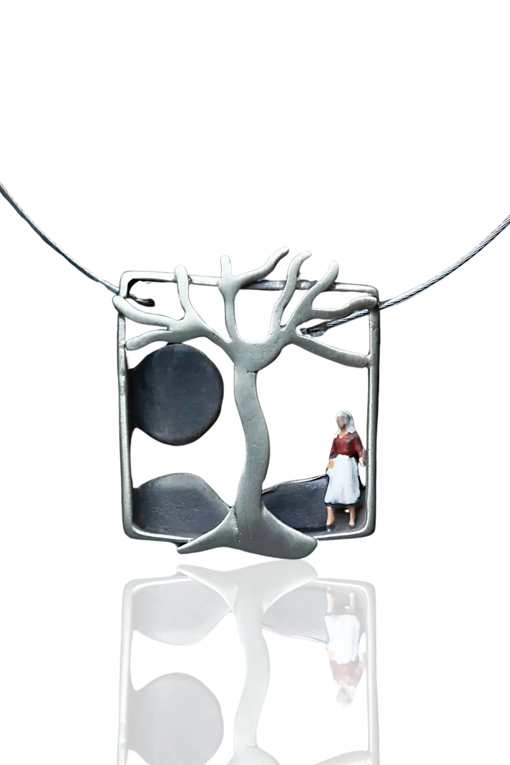 Handmade Jewellery | Tree oxidized silver necklace main