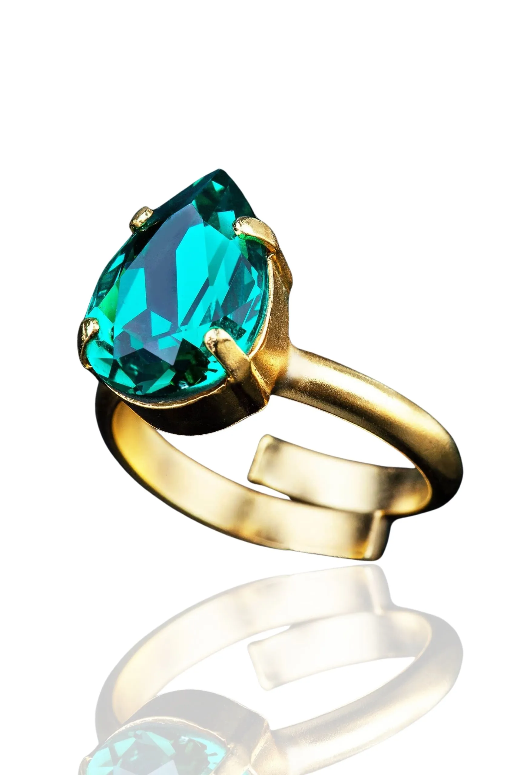 Handmade Jewellery | Swarovski green handmade bronze ring main