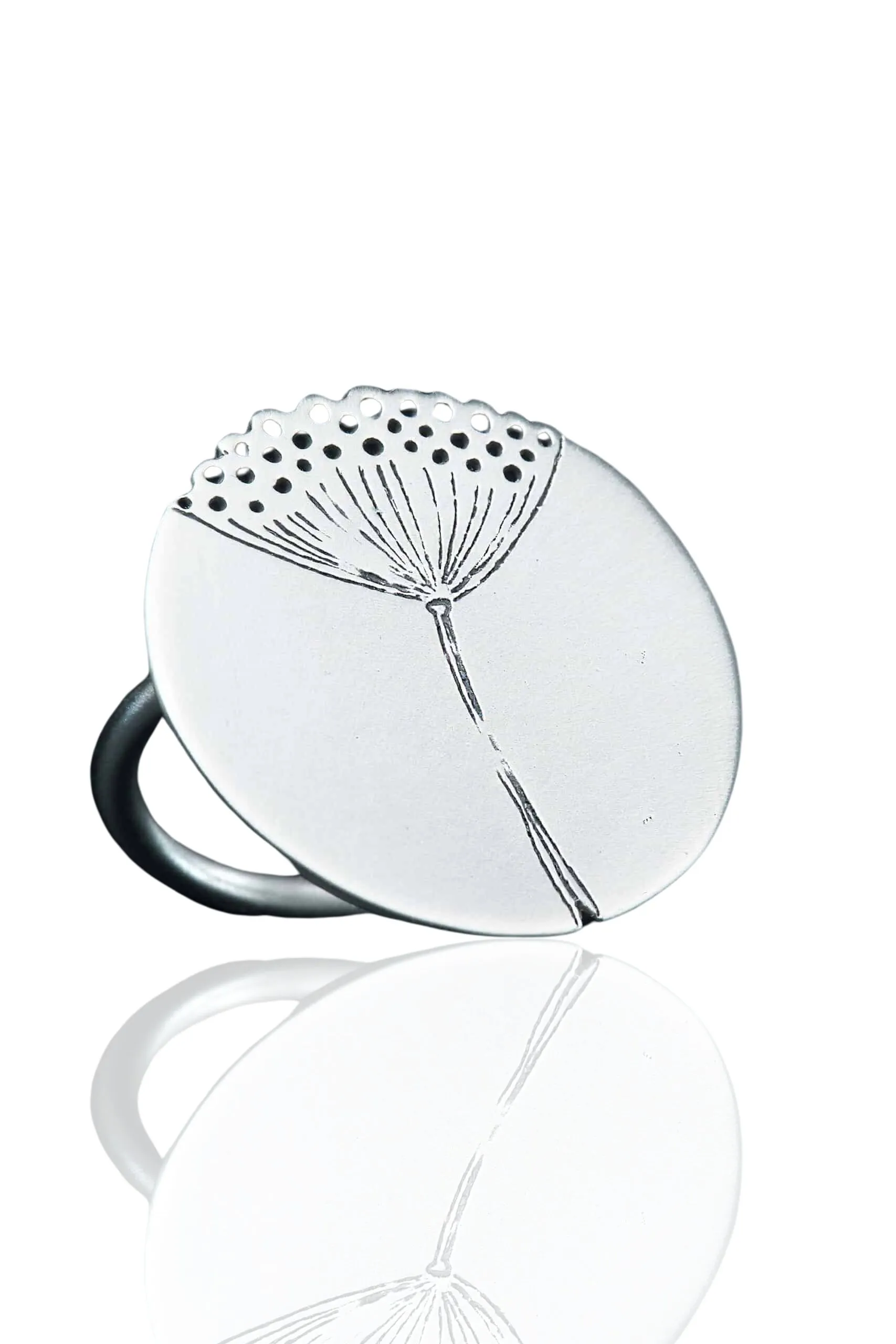 Dandelion handmade silver ring