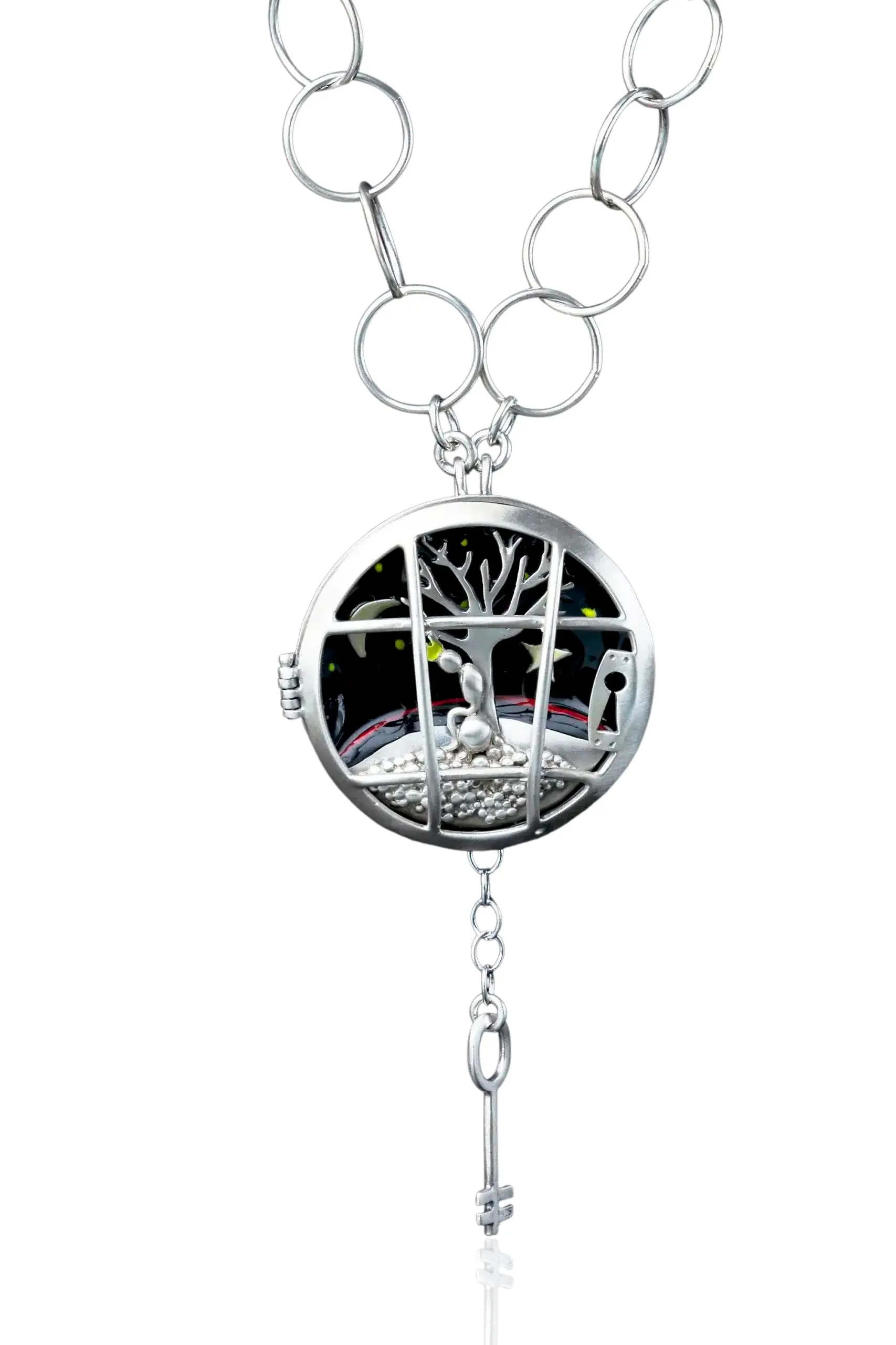 Little prince silver locker necklace with enamel