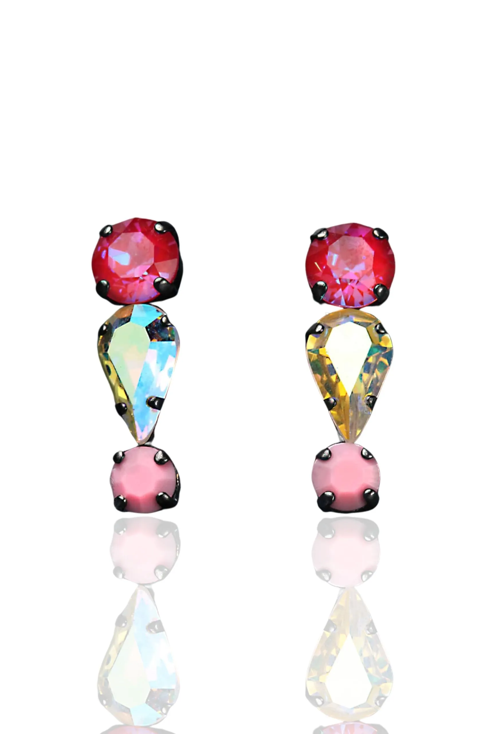 Handmade Jewellery | Handmade earrings with fuchsia and white Swarovski crystals main