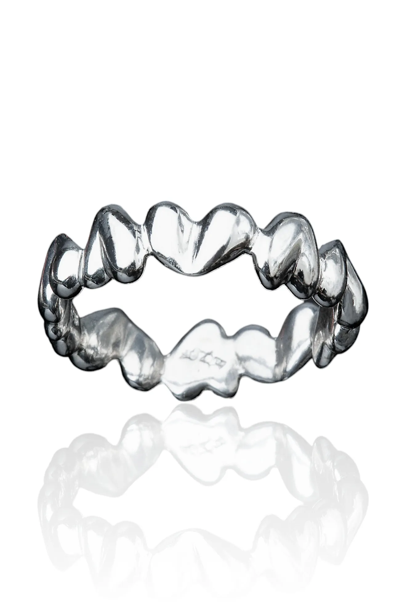 Handmade Jewellery | Hearts rhodium plated silver ring main