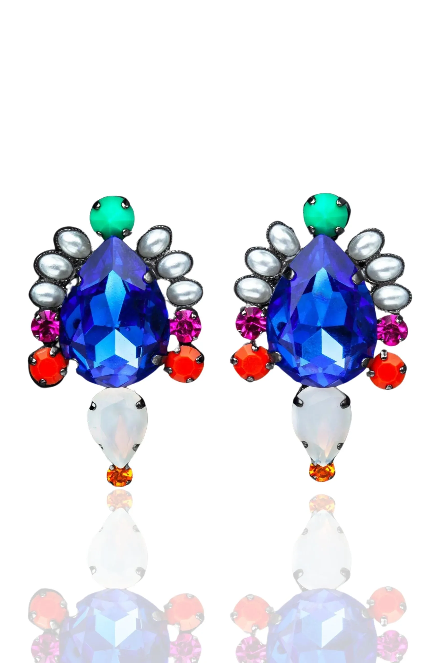 Colourful handmade earrings with Swarovski crystals and pearls