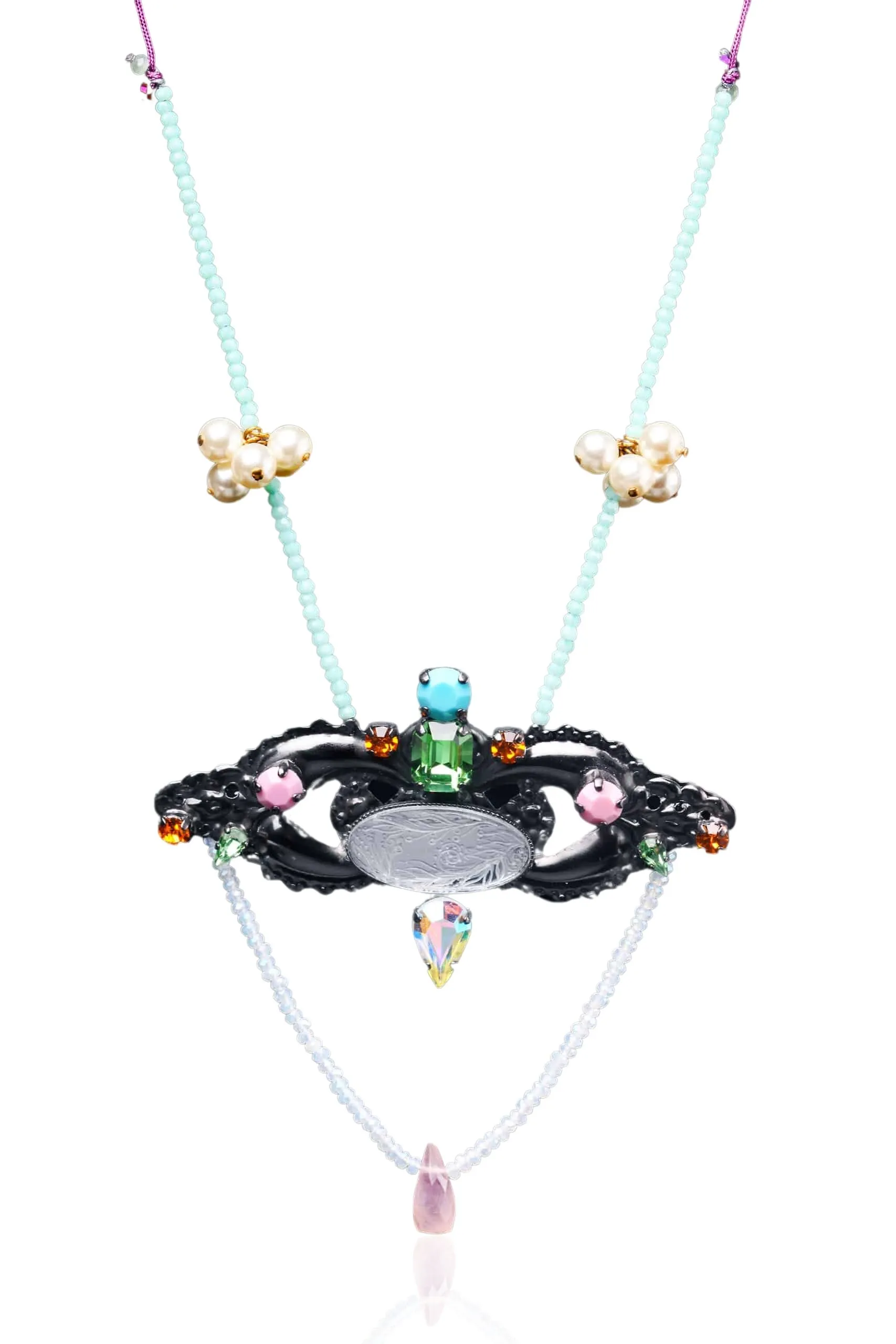 Handmade Jewellery | Handmade necklace with multicoloured Swarovski crystals main