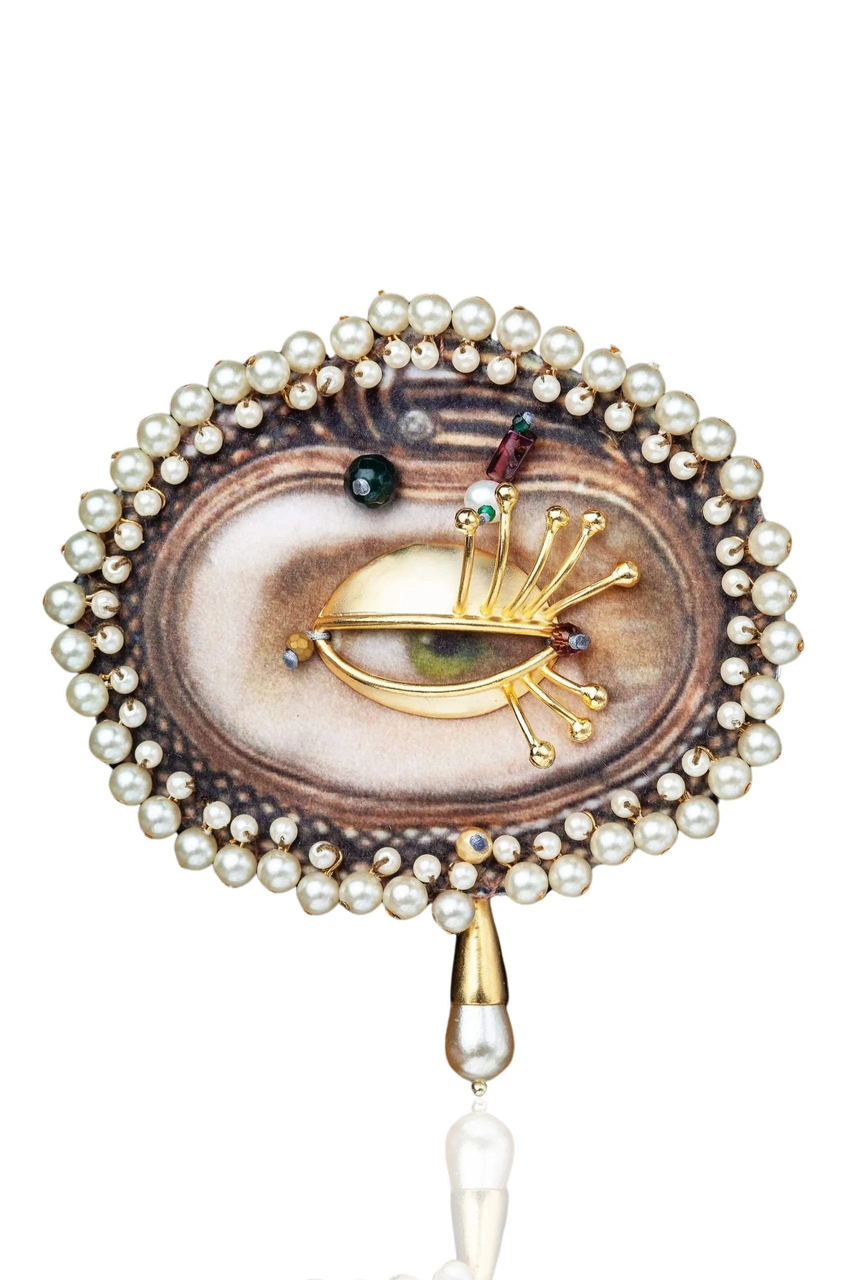 Handmade Jewellery | Eye handmade unique brooch with pearls main