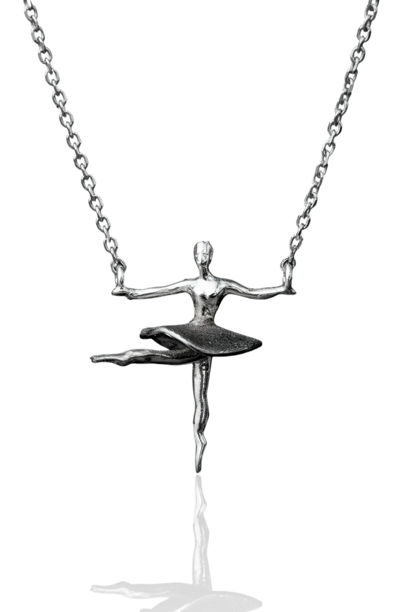 Handmade Jewellery | Ballet dancer silver necklace with black rhodium plated details main