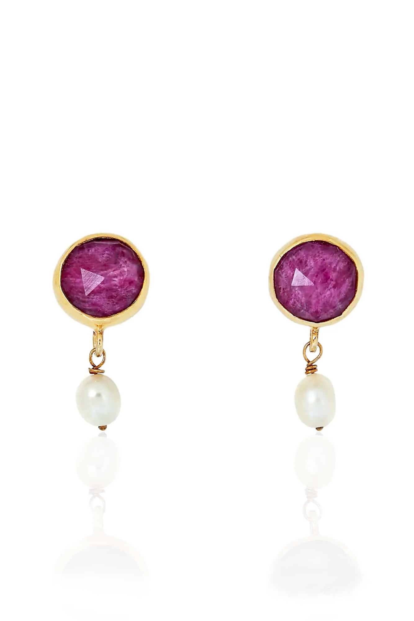 Handmade Jewellery | Ruby gold plated silver earrings main