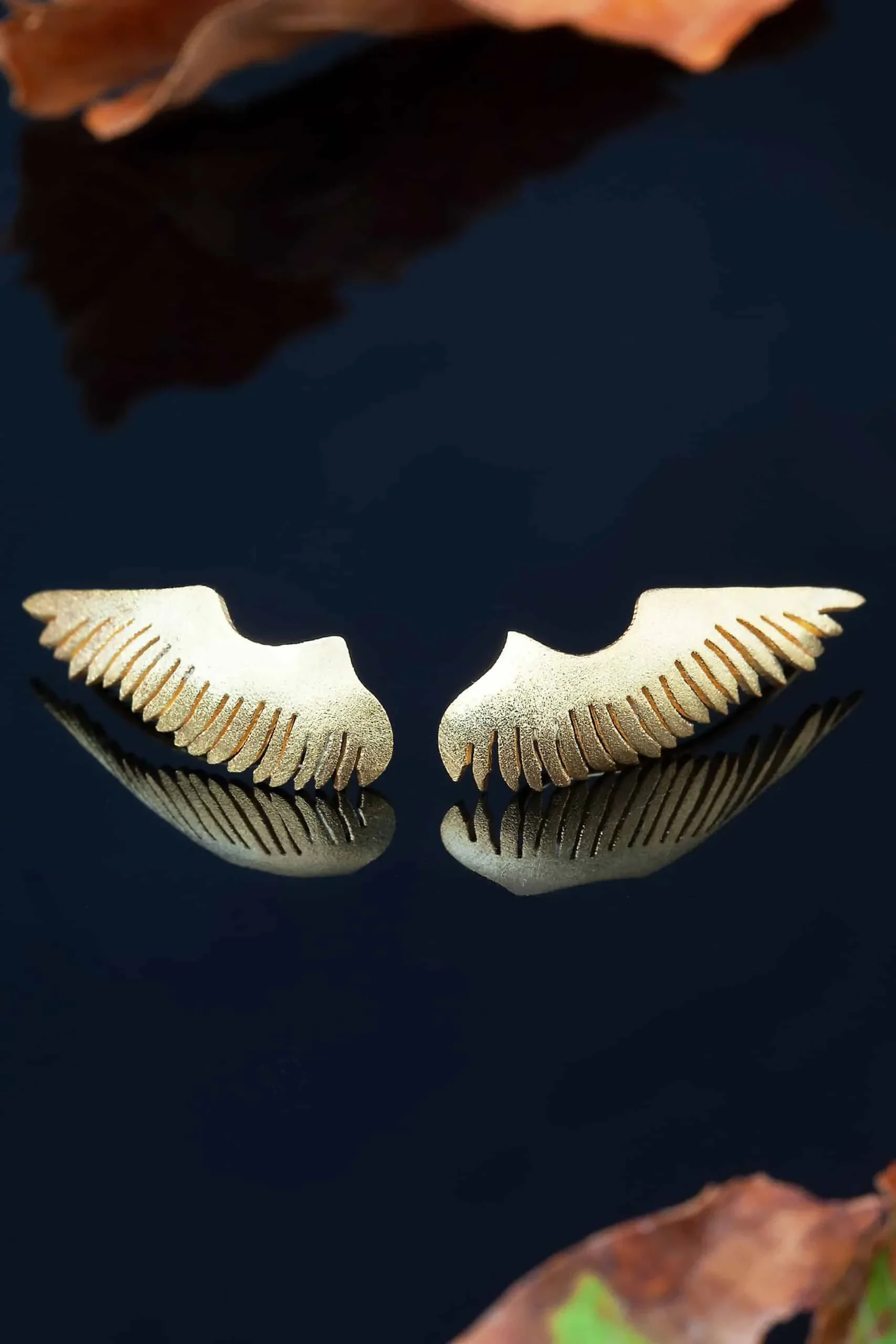 Handmade Jewellery | Angel wings gold plated silver earrings gallery 1