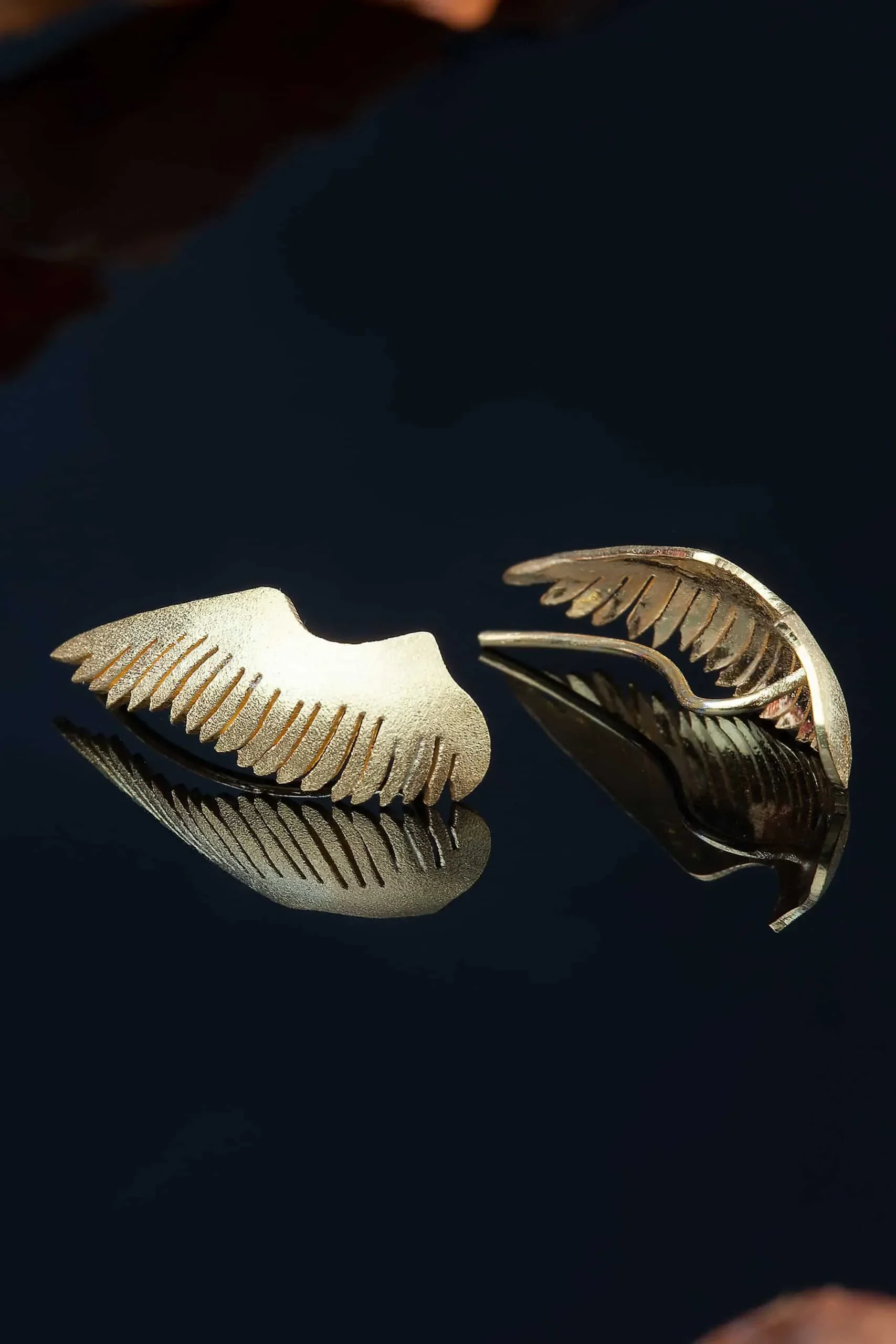 Handmade Jewellery | Angel wings gold plated silver earrings gallery 2