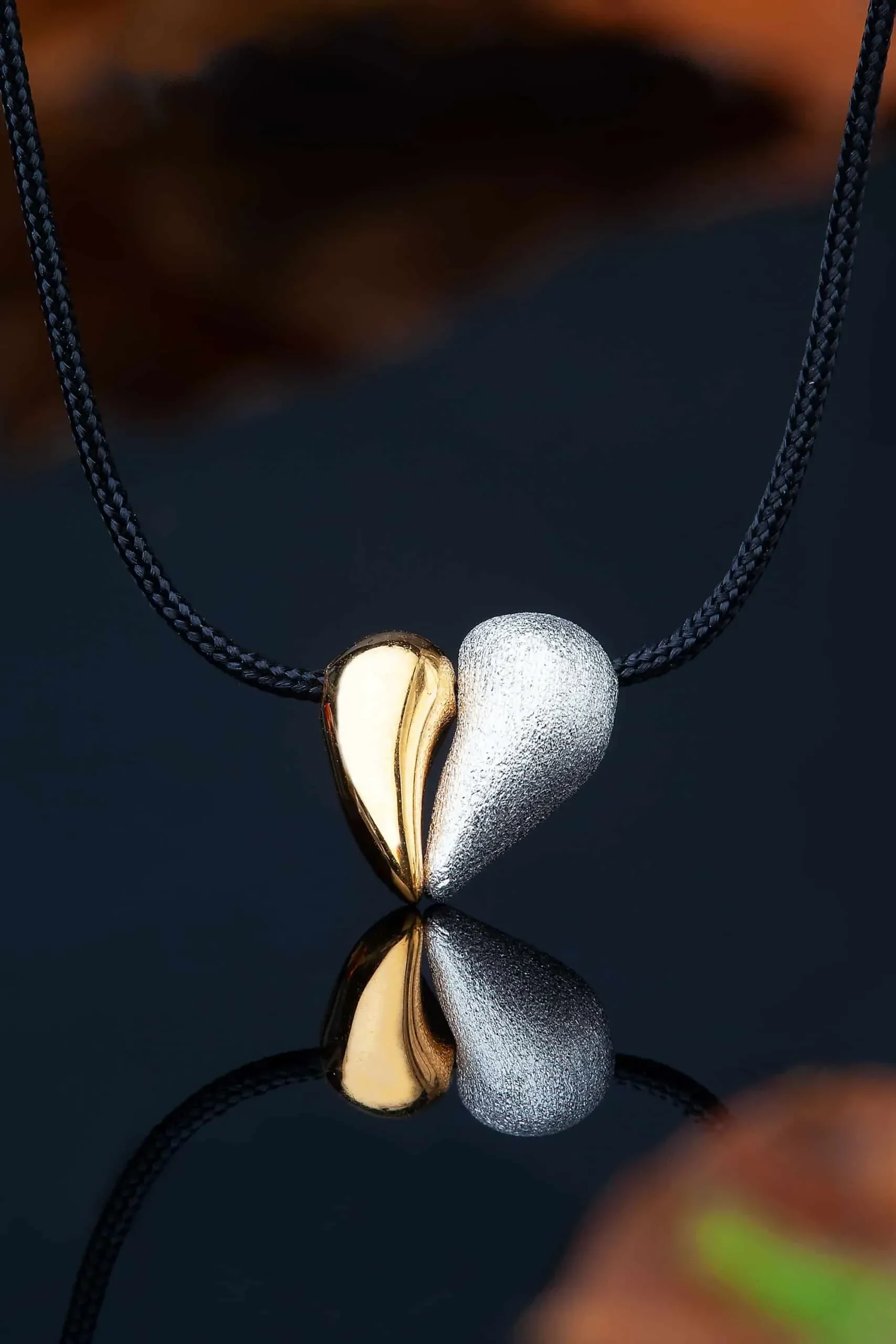 Handmade Jewellery | Heart silver necklace gold and rhodium plated gallery 2