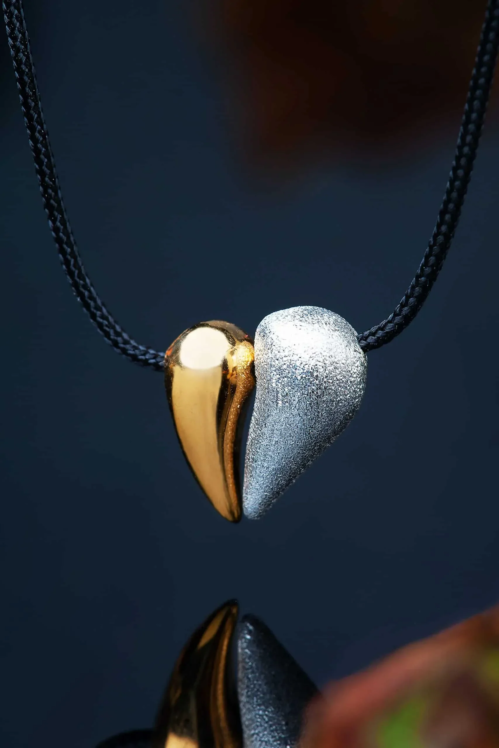 Handmade Jewellery | Heart silver necklace gold and rhodium plated gallery 1