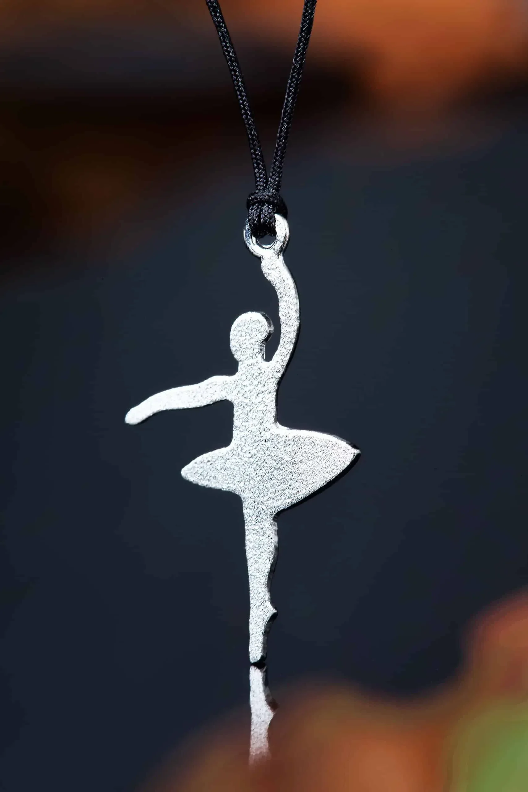 Handmade Jewellery | Ballet dancer rhodium plated silver necklace gallery 1