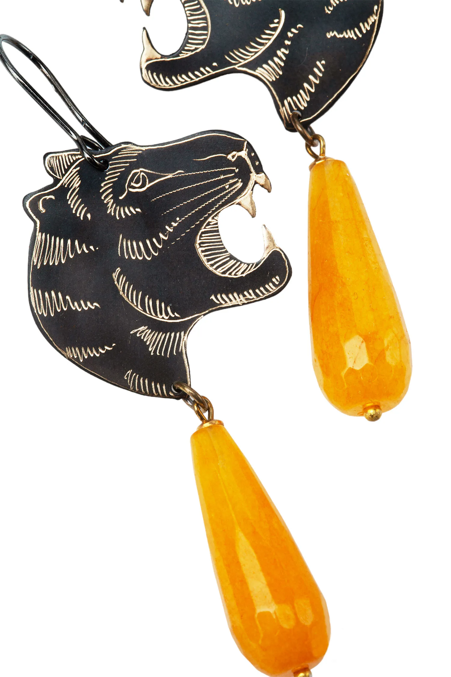 Handmade Jewellery | Tiger black engraved earrings gallery 2