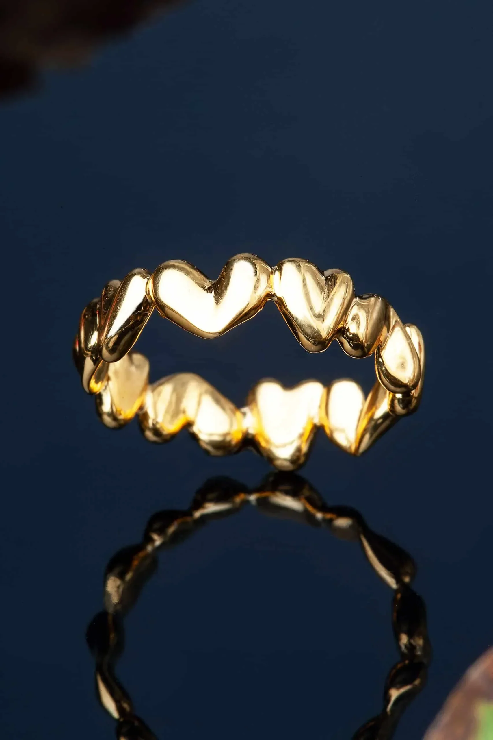 Handmade Jewellery | Hearts gold plated silver ring gallery 2