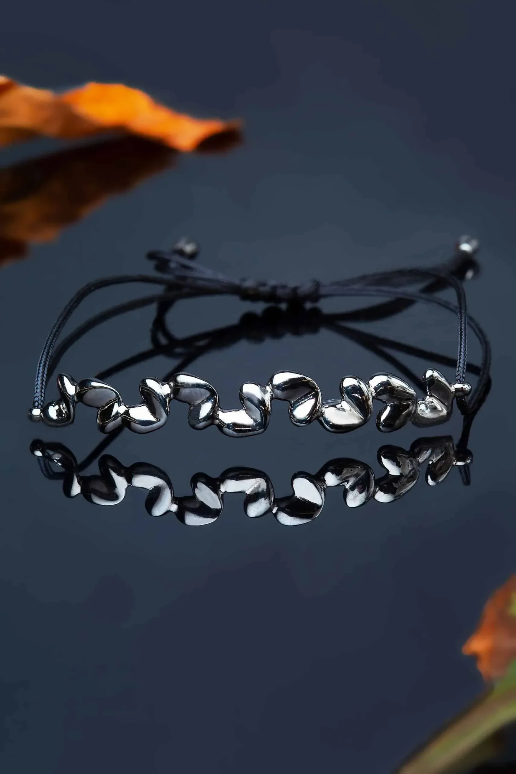 Handmade Jewellery | Ηearts black rhodium plated silver bracelet gallery 1