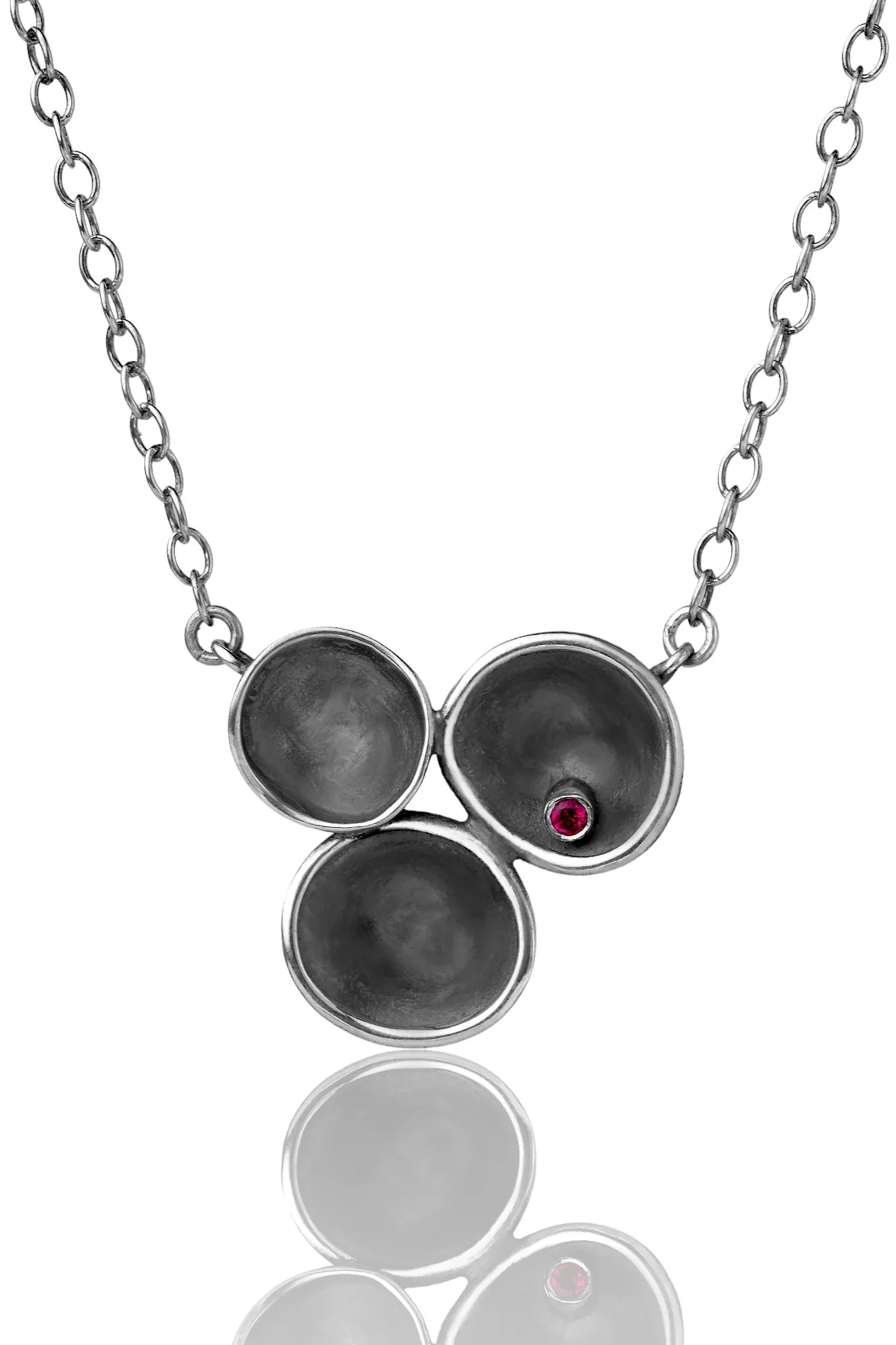 Handmade Jewellery | Handmade oxidized silver necklace with garnet main