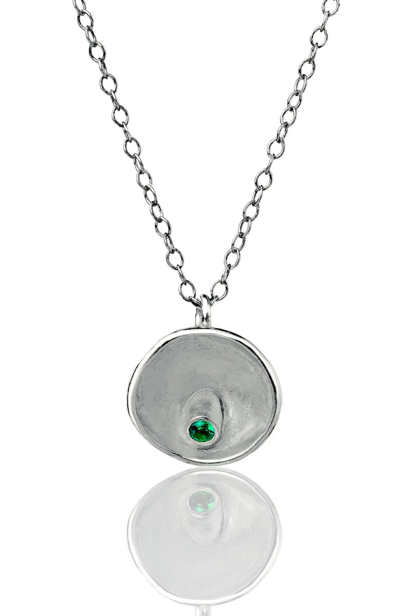 Handmade Jewellery | Round handmade silver necklace with green agate main