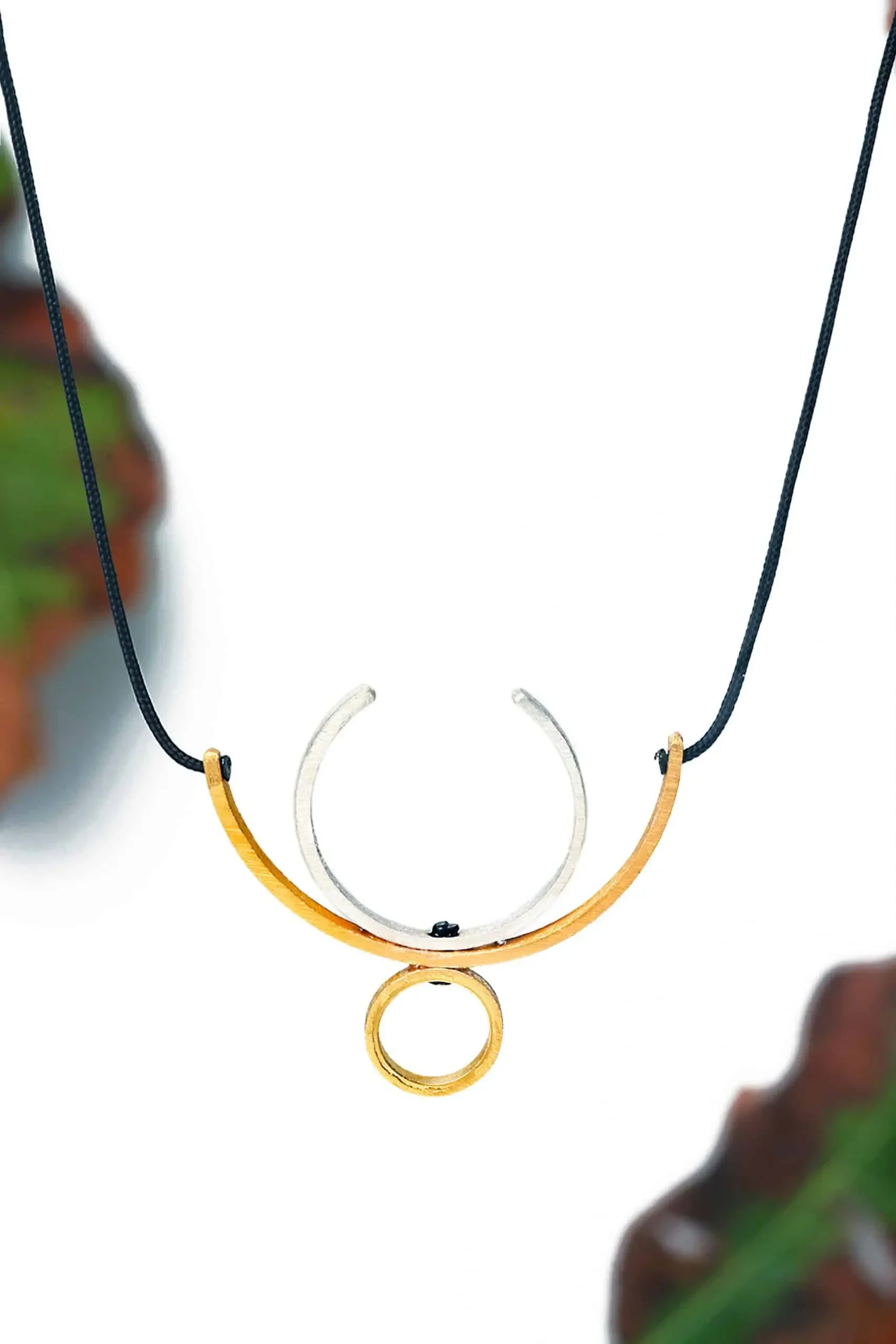 Handmade Jewellery | Minimal lotus multi plated bronze necklace gallery 1