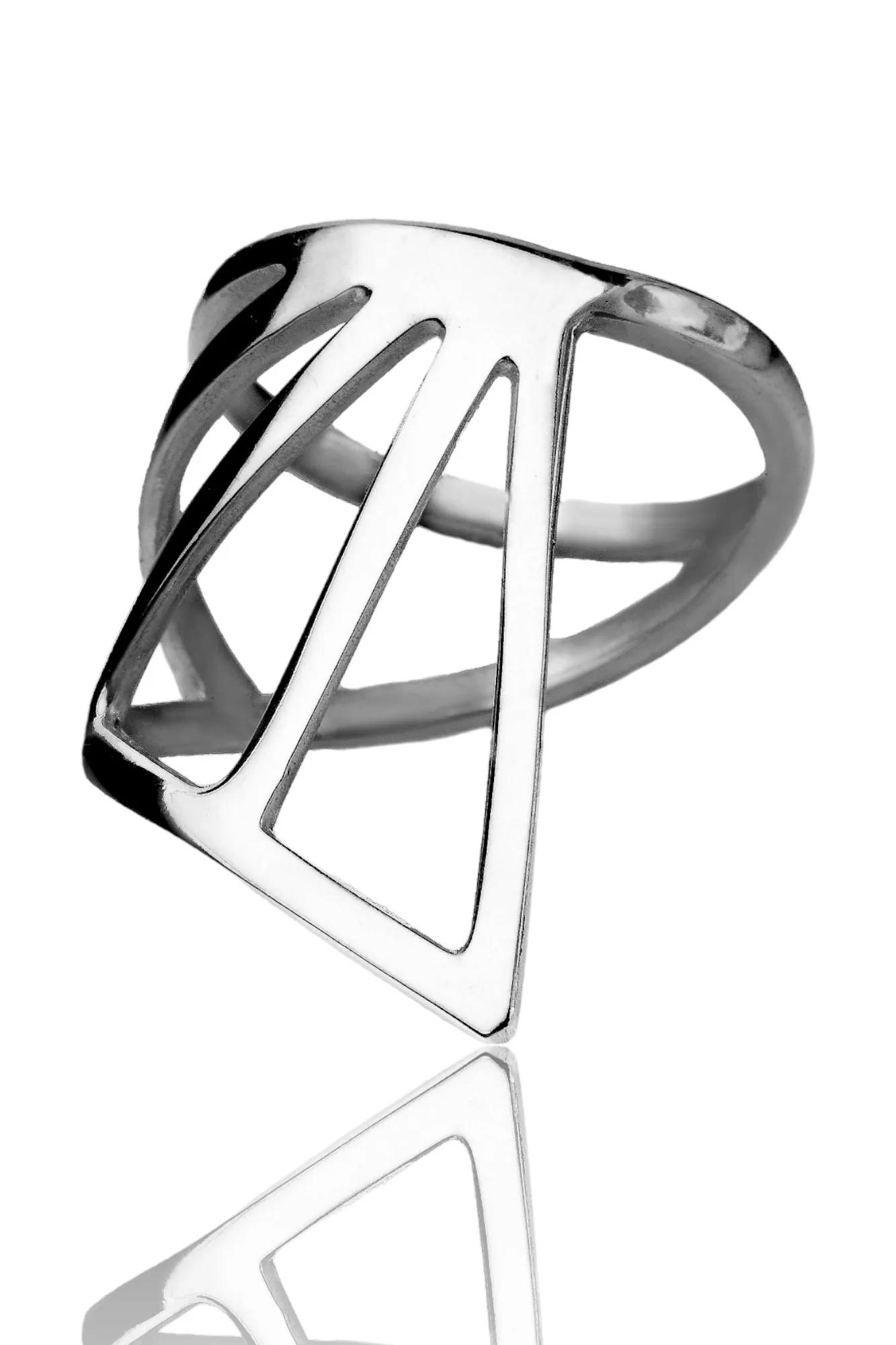 Handmade Jewellery | Triangle minimal silver ring gallery 2