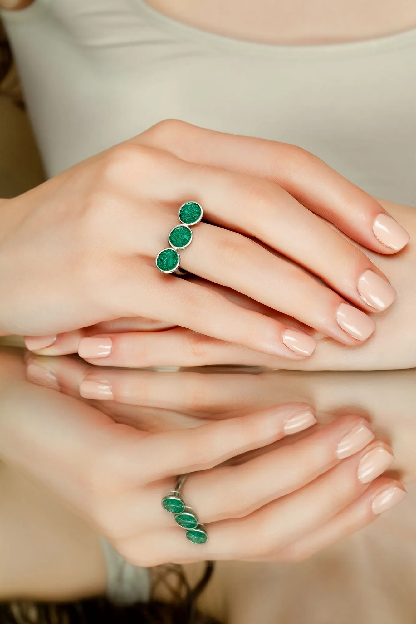 Handmade Jewellery | Malachite minimal handmade oxidized silver ring gallery 1