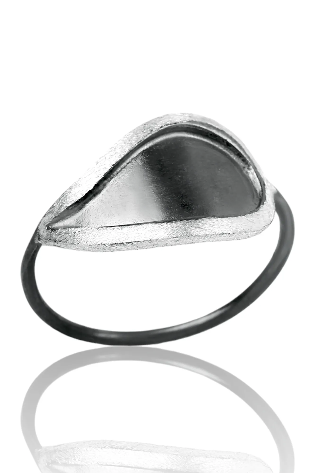 Handmade Jewellery | Paisley oxidized silver ring with diamond dust main