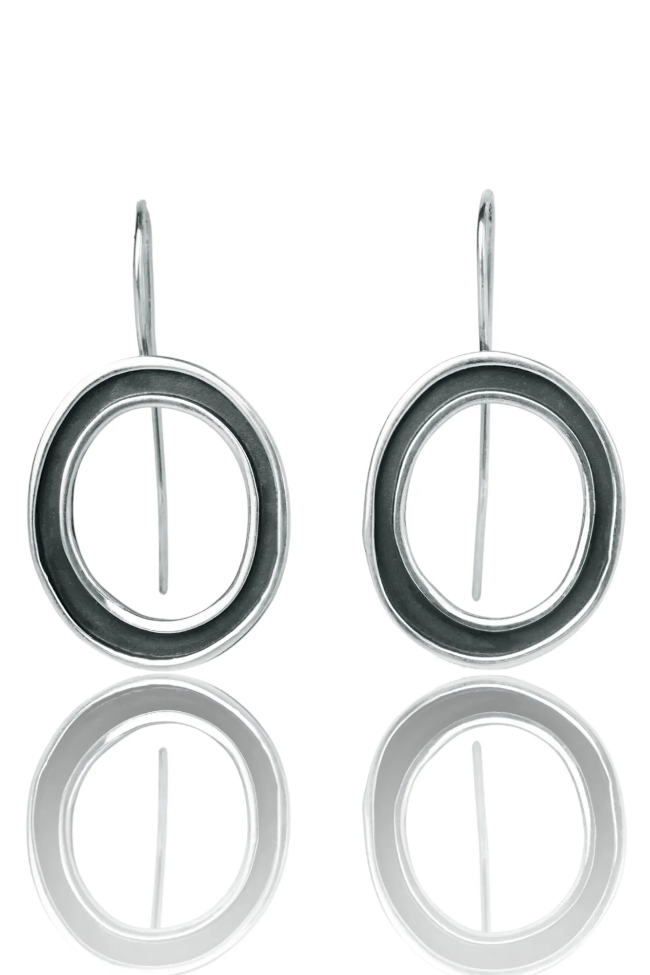 Handmade Jewellery | Oval handmade oxidized silver earrings main