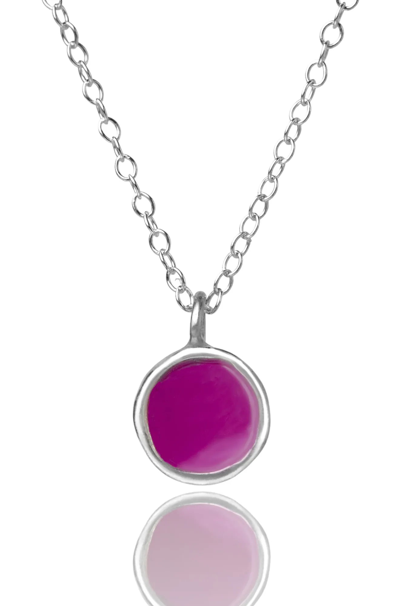 Handmade Jewellery | Round handmade silver necklace with lilac enamel main