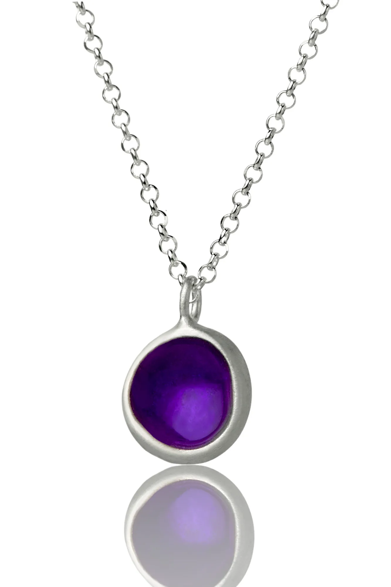 Handmade Jewellery | Minimal handmade silver necklace with purple enamel main