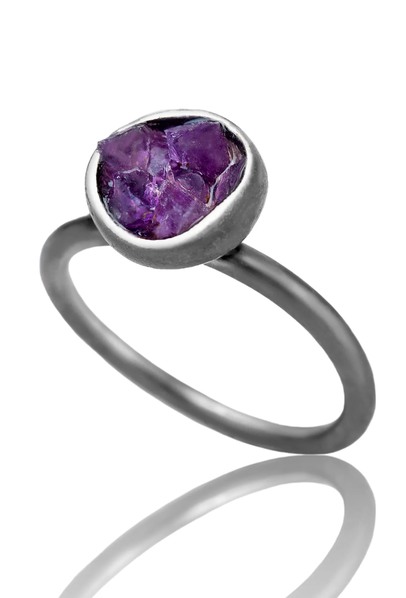 Handmade Jewellery | Handmade oxidized silver ring with amethyst main