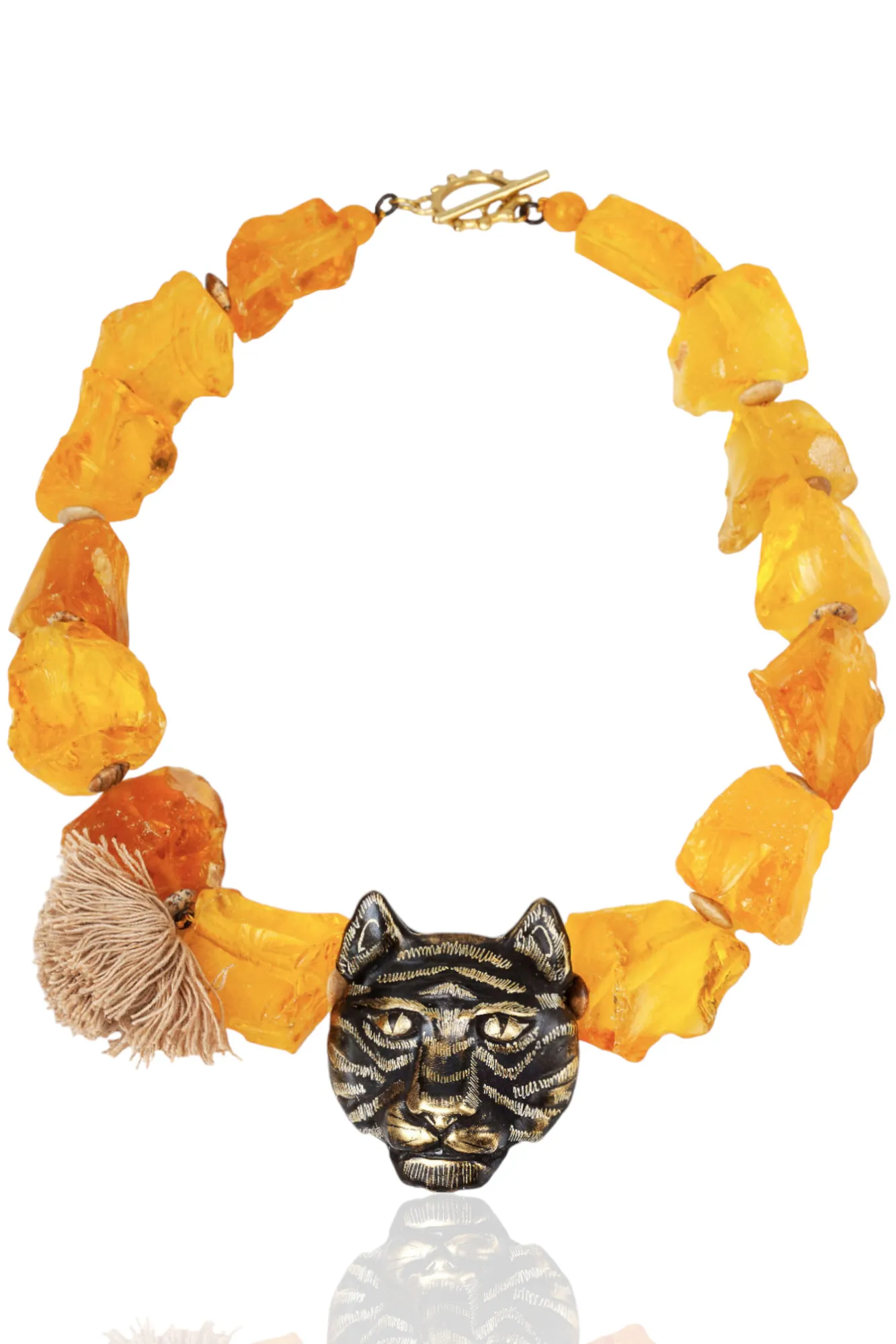 Tiger handmade bronze necklace