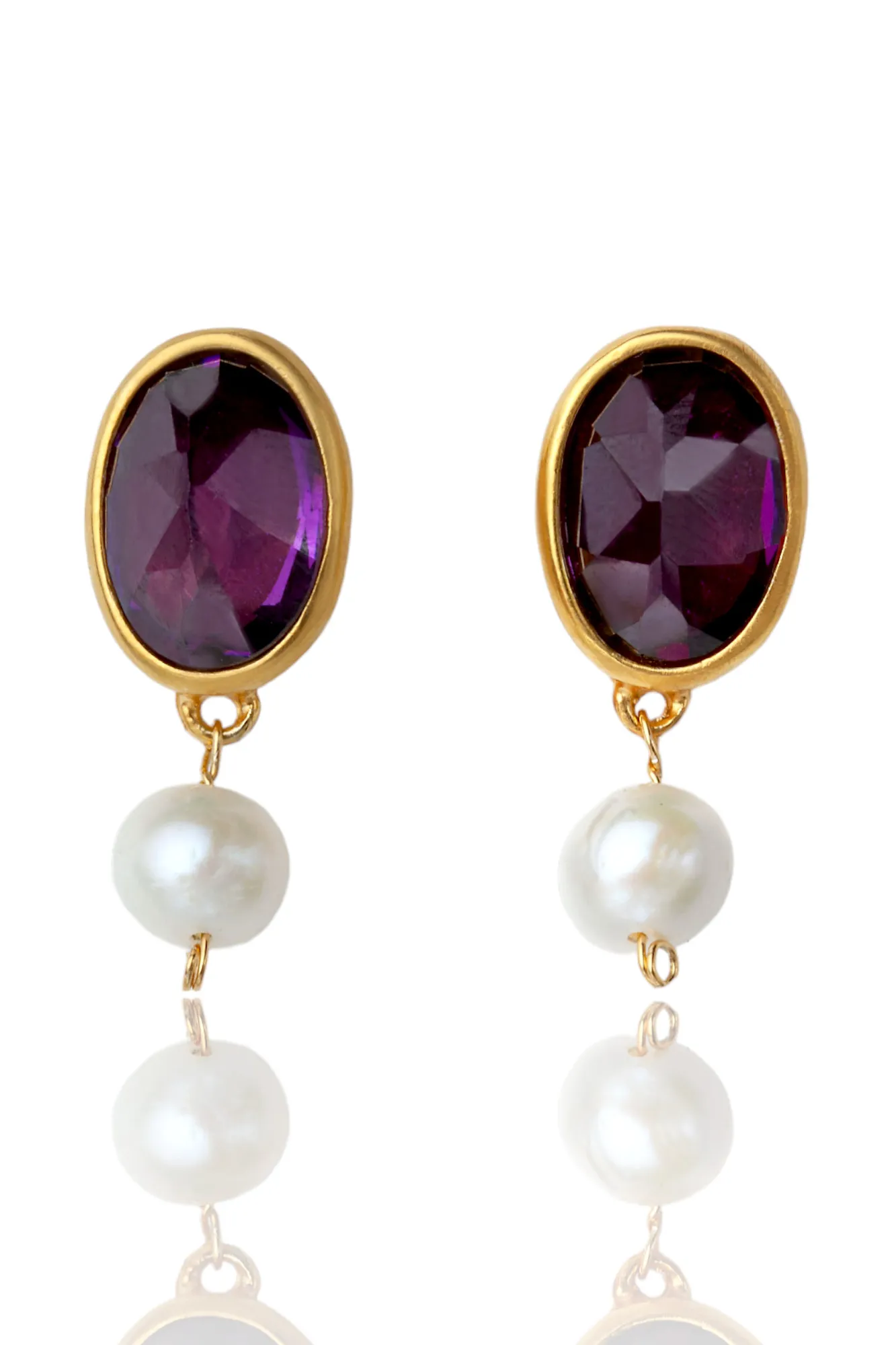 Amethyst gold plated silver earrings