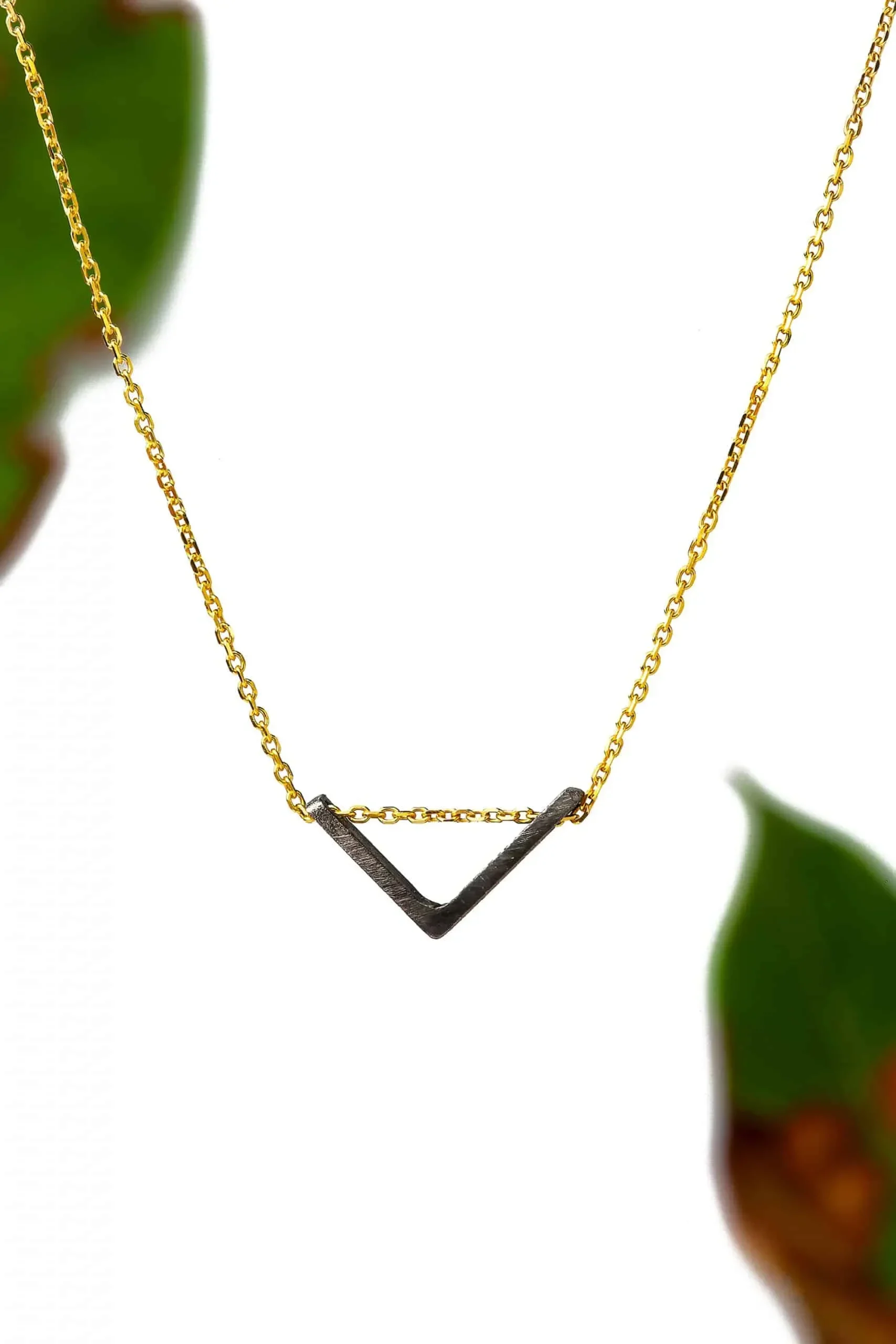 Handmade Jewellery | Triangle geometric multi plated bronze necklace gallery 1